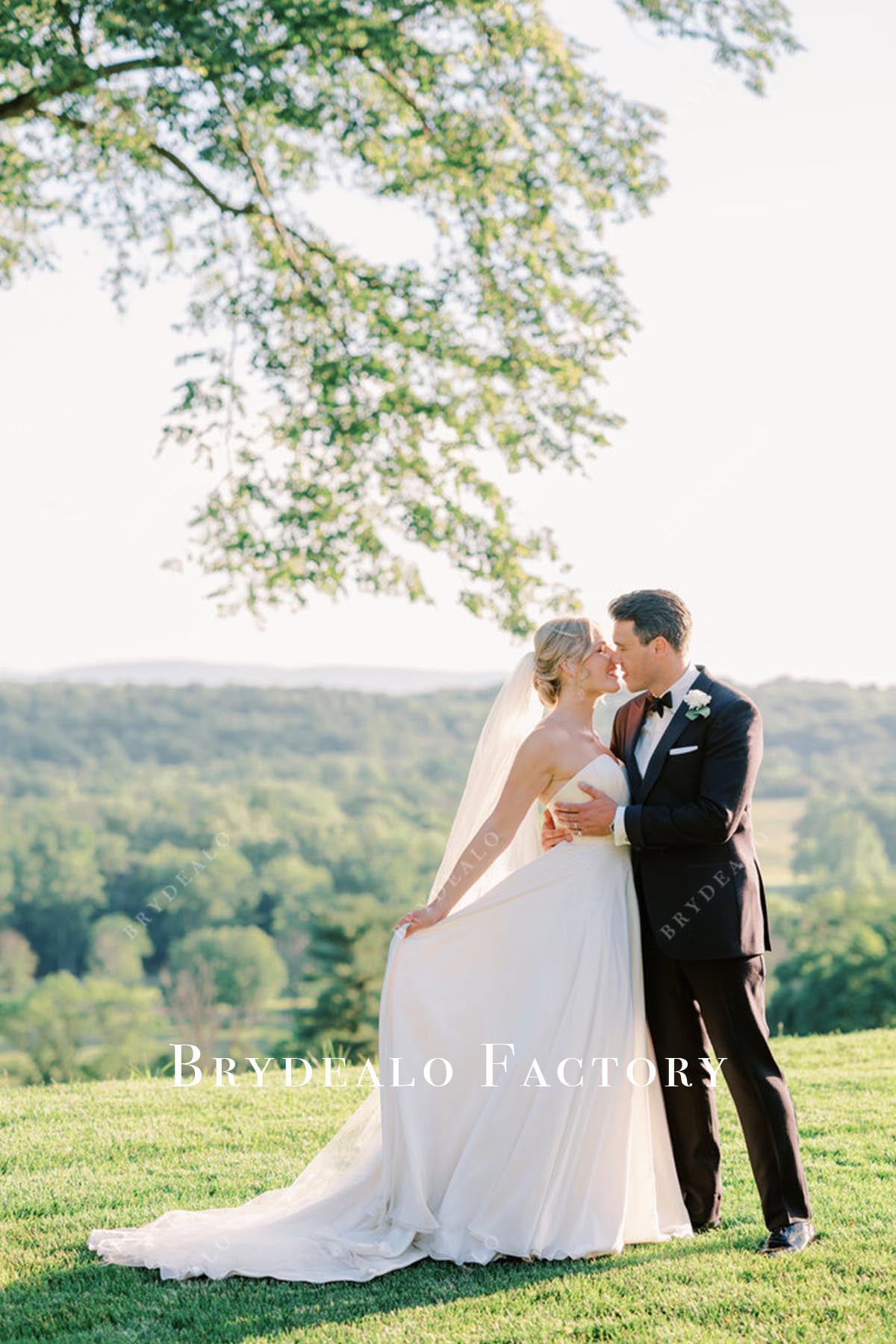white strapless wedding dress