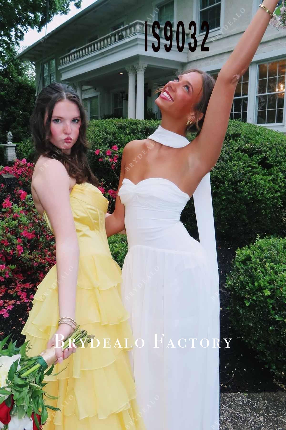 white sweetheart prom dress