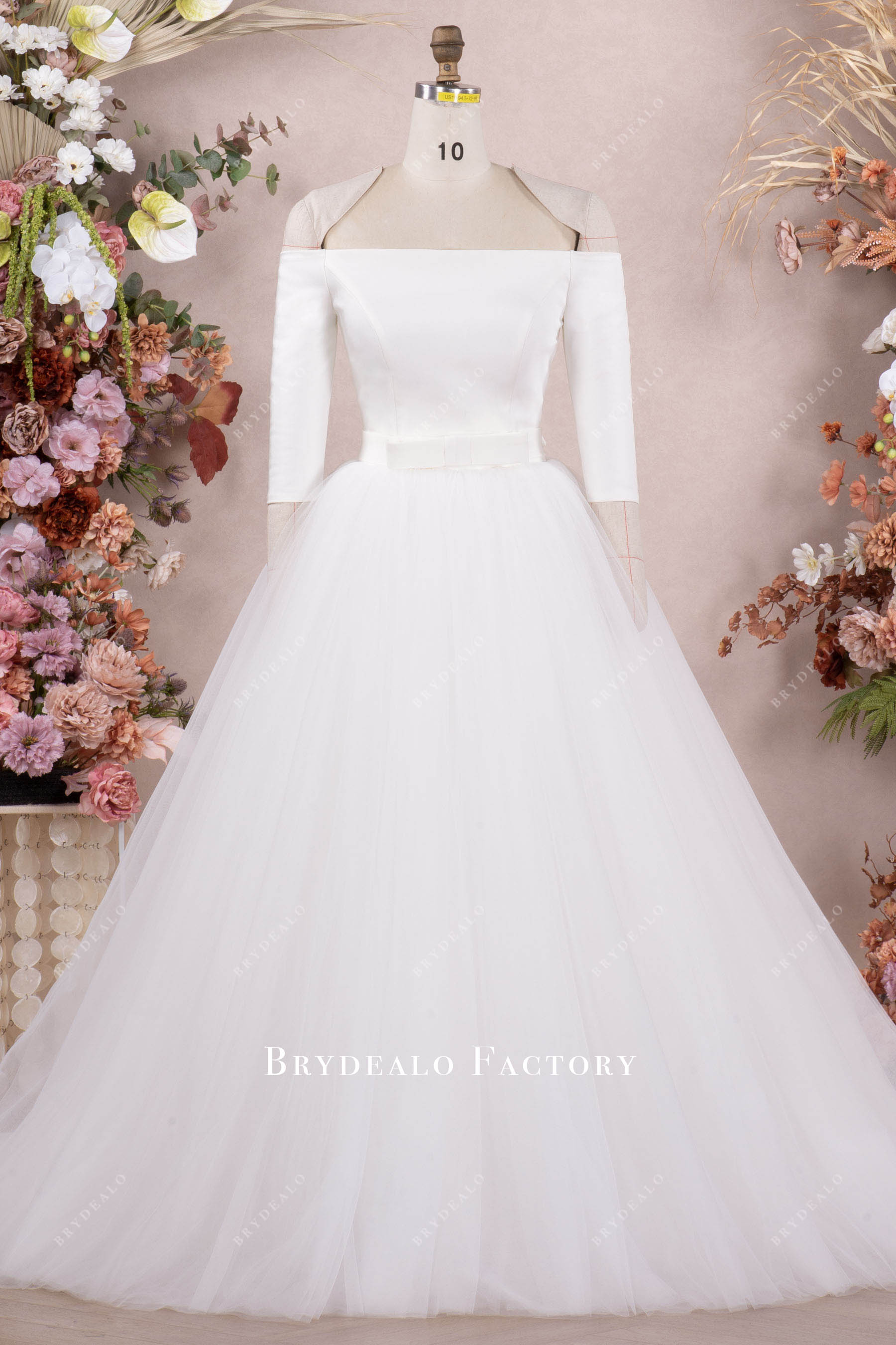 White Straight Across Neck Tulle Ball Gown Convertible Bridal Dress, Dusty Blue / Overskirt White Straight Across Neck Tulle Ball Gown Convertible Bridal Dress, Dusty Blue / Overskirt