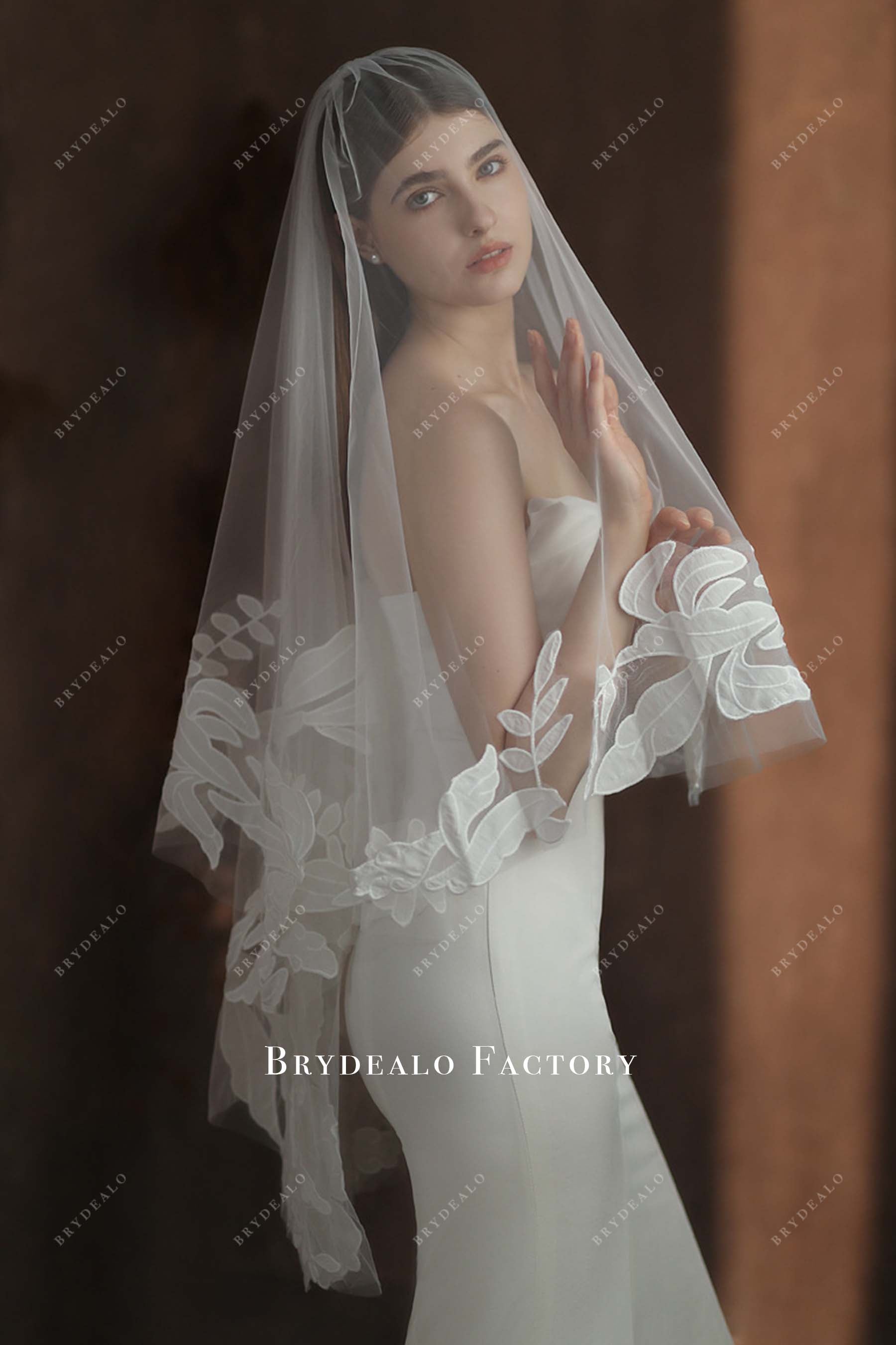 white tulle bridal veil