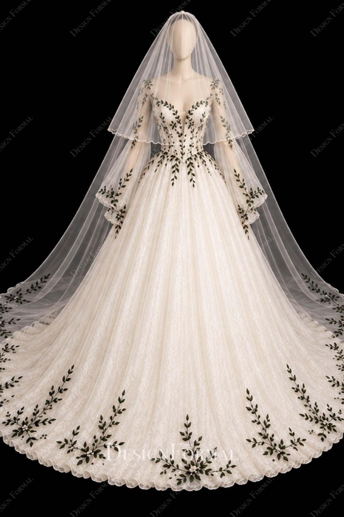 white tulle lace wedding ballgown