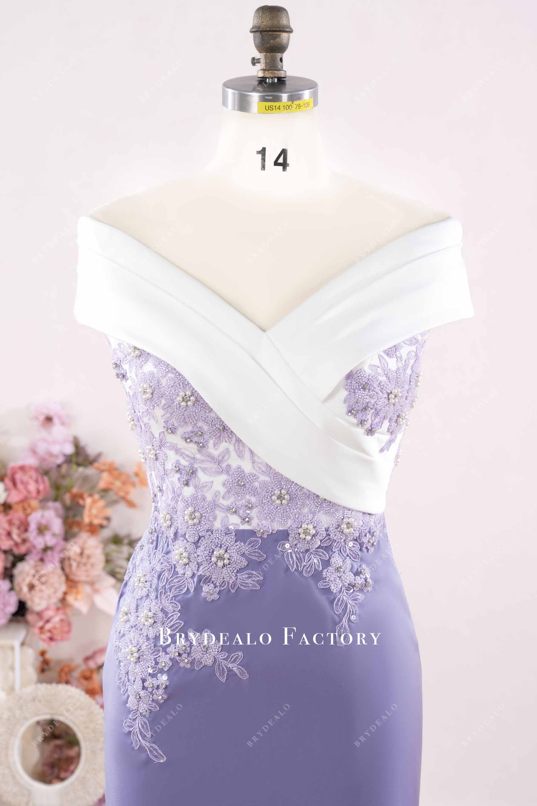 white v neck mother of bride dress