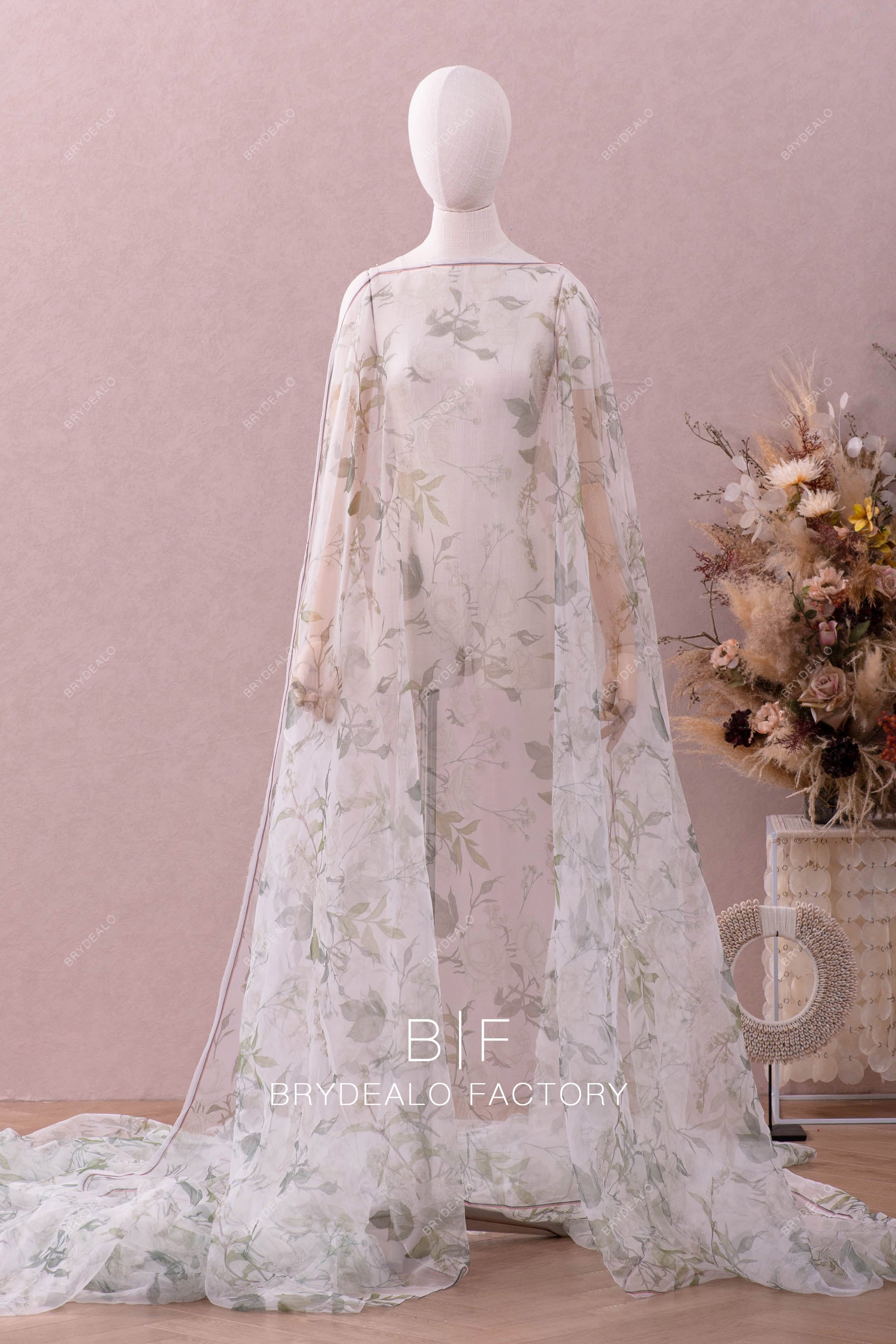 best airy flower print organza fabric online
