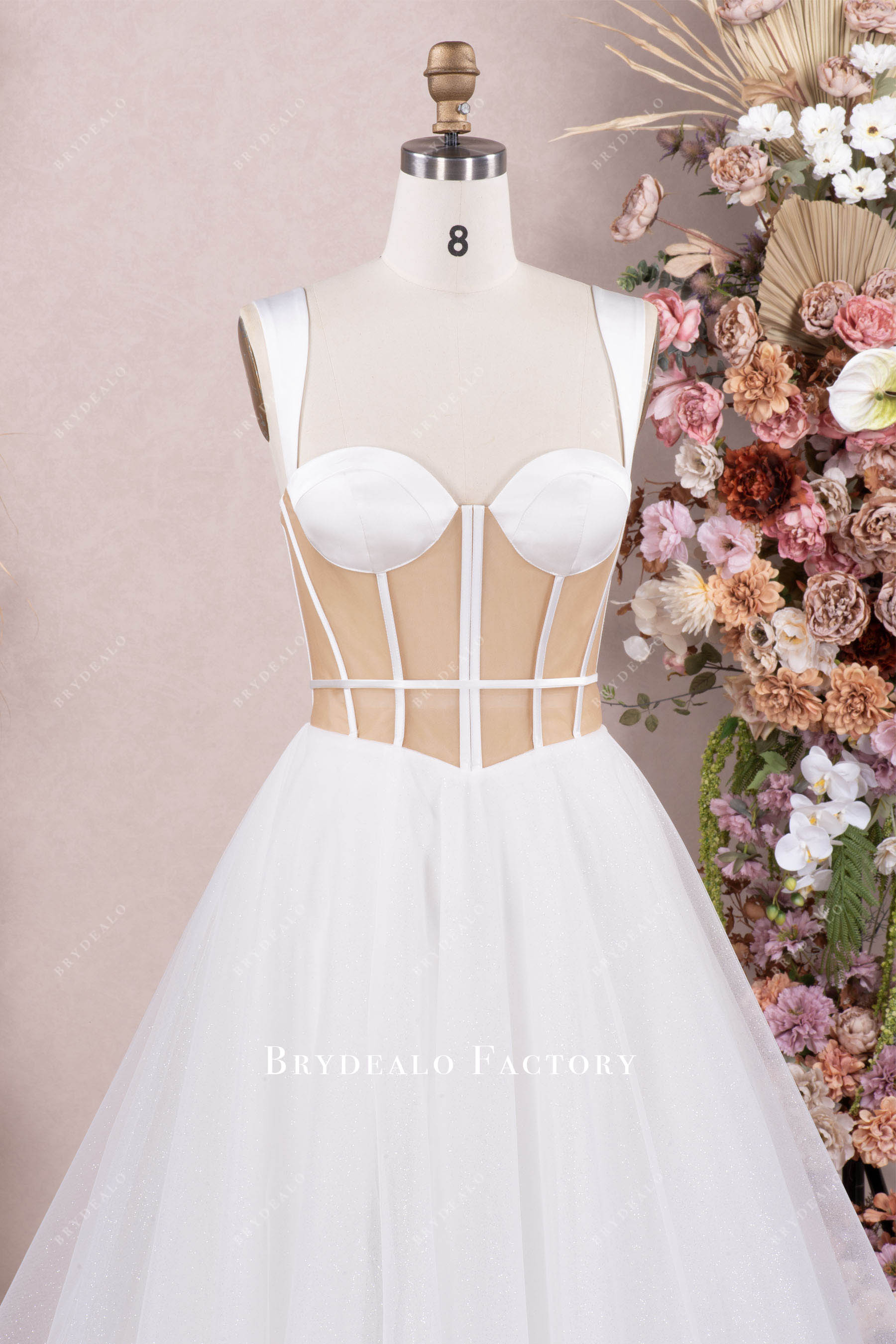 wide straps wedding dress