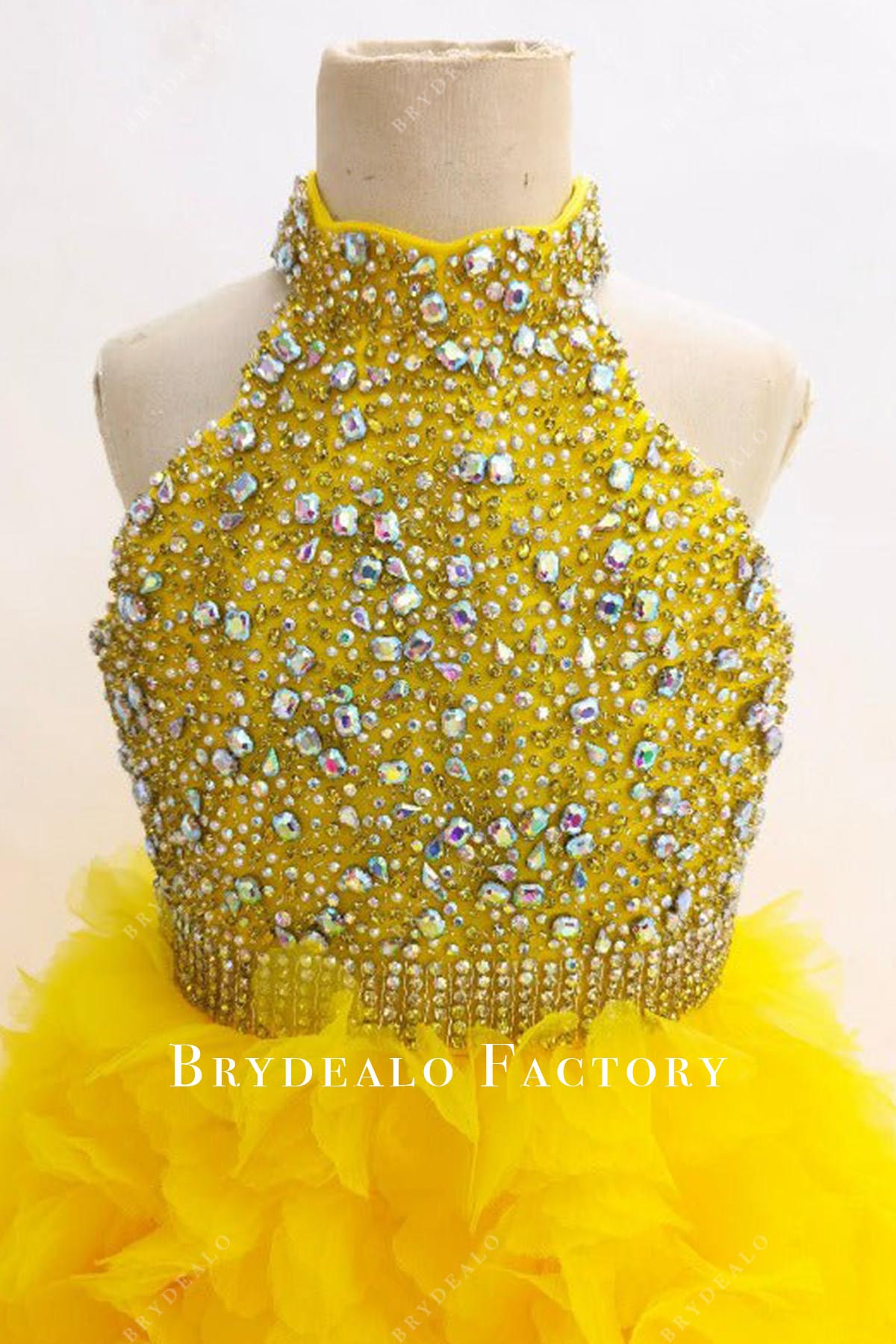 yellow halter pageant dress