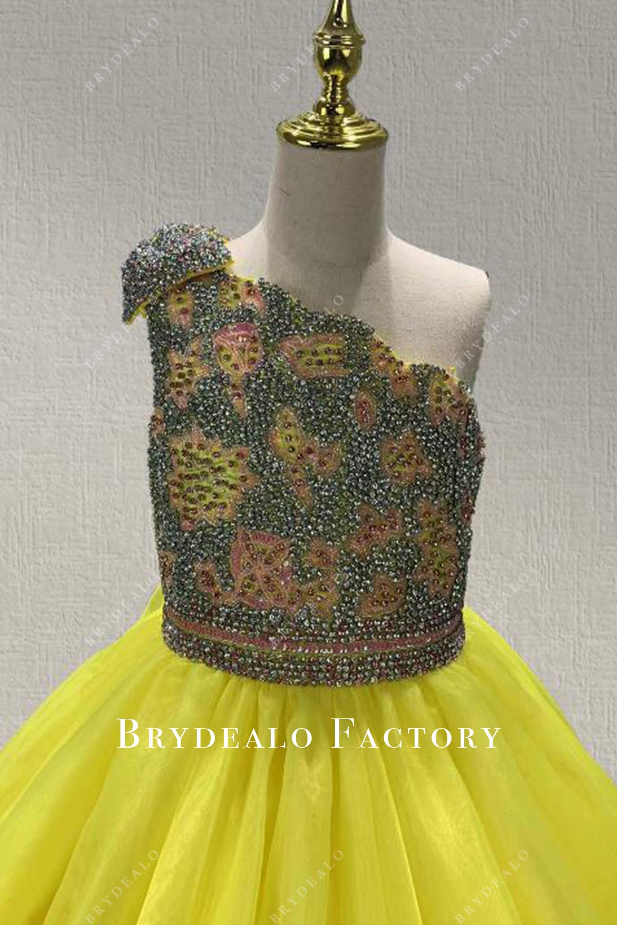 yellow rhinestones pageant dress