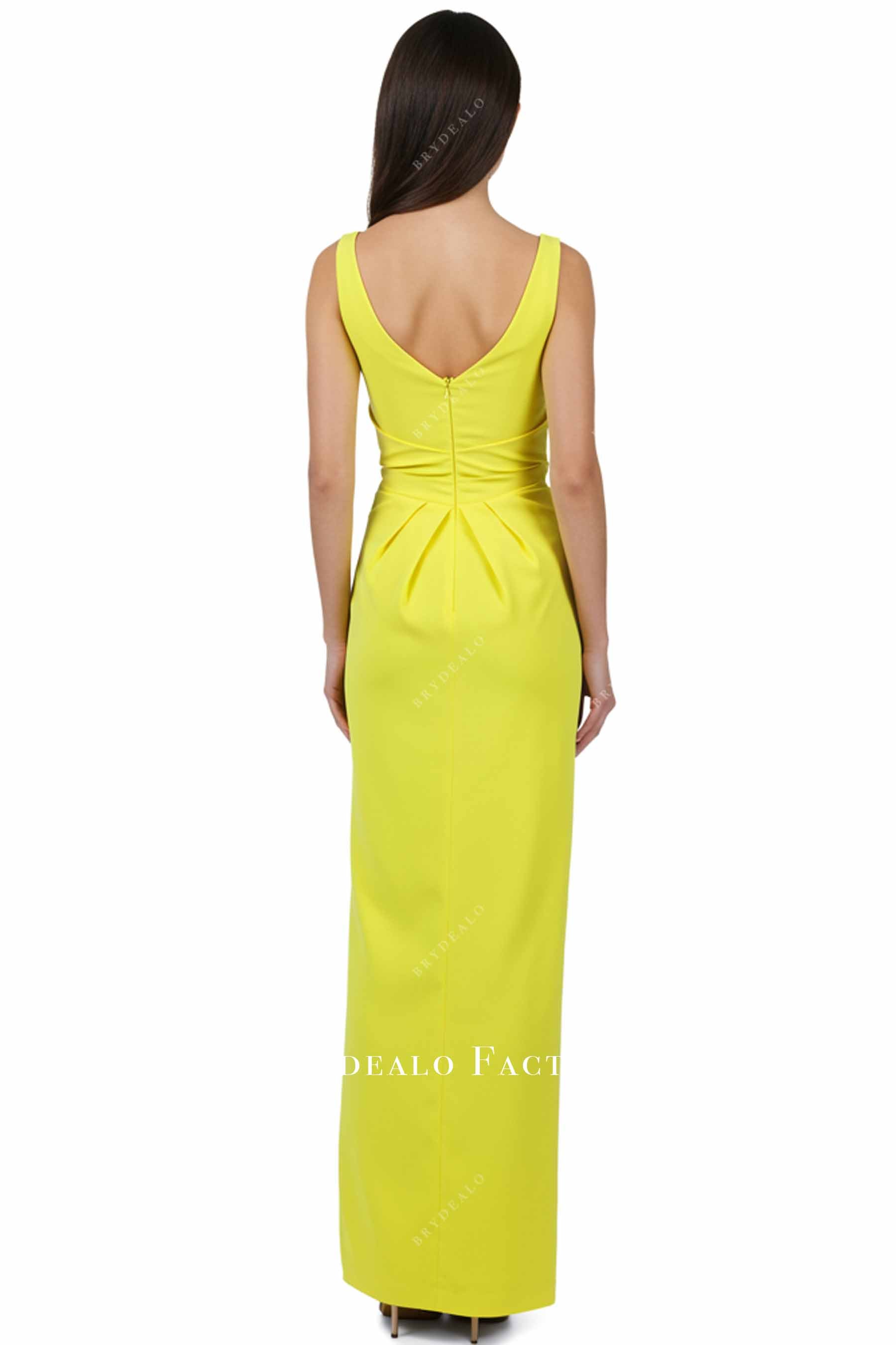 yellow v back bridesmaid dress