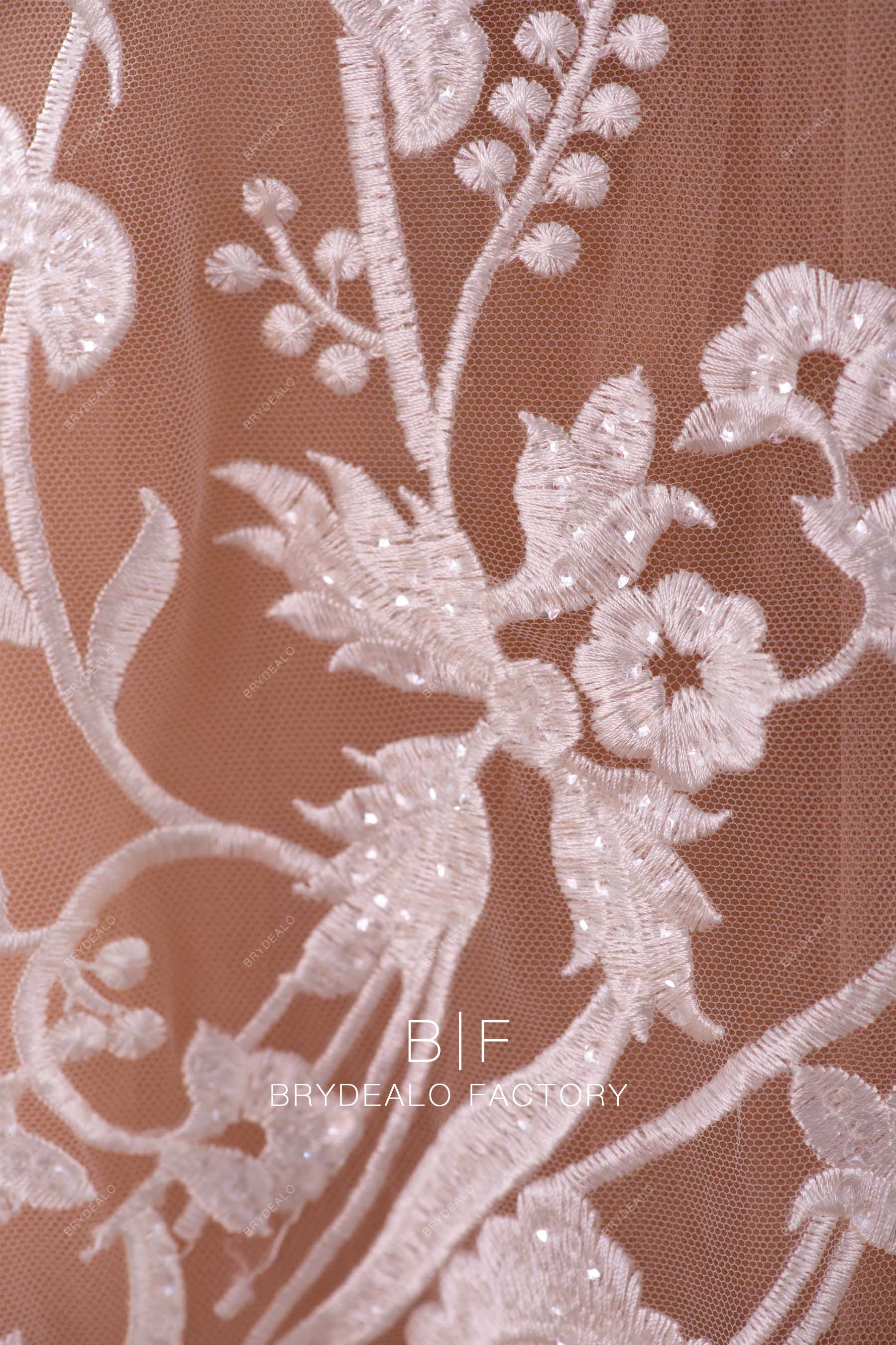 Sheer Sequin Embroidery Lace Fabric Online
