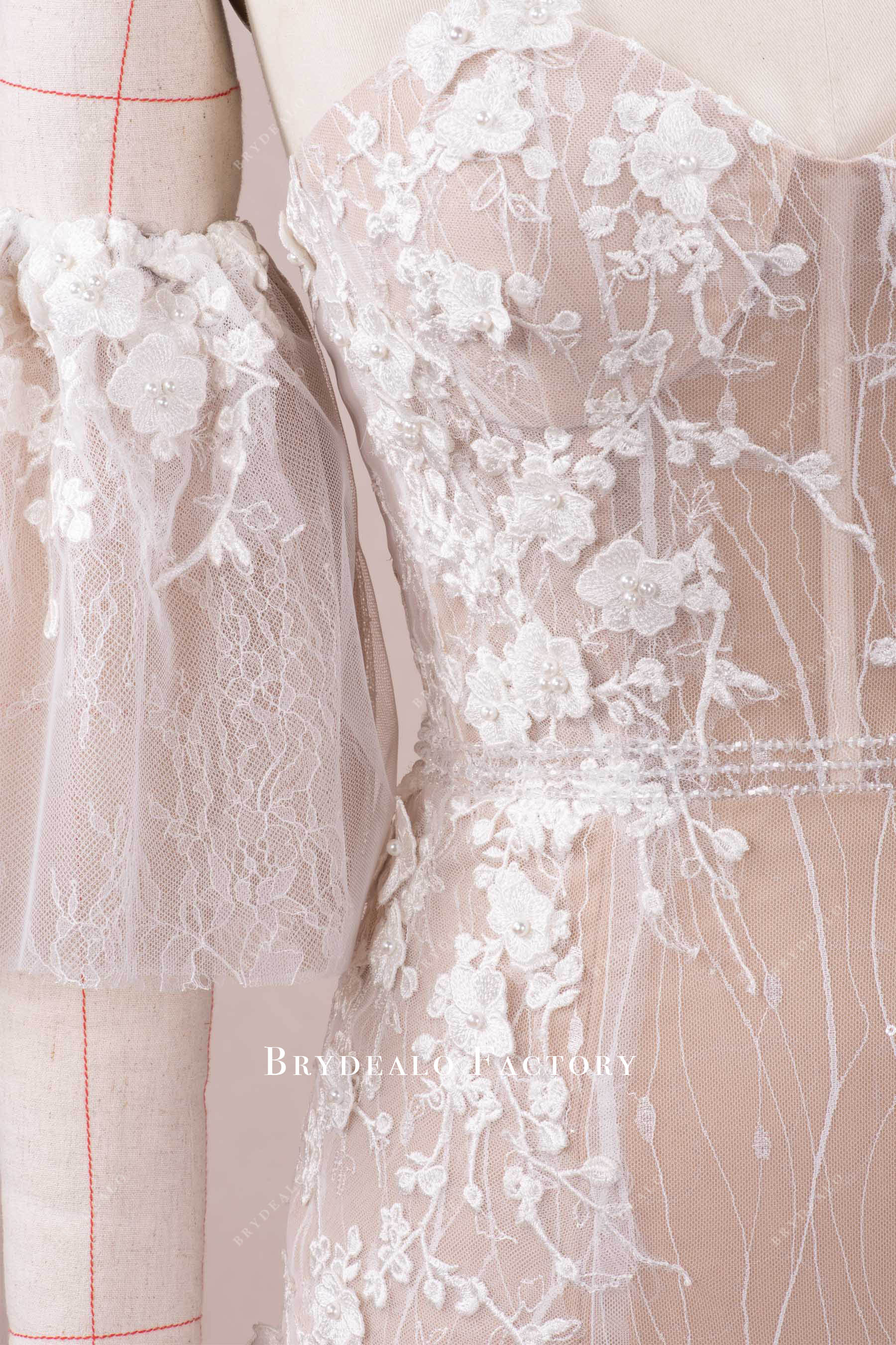 3D flowers lace garden wedding gown