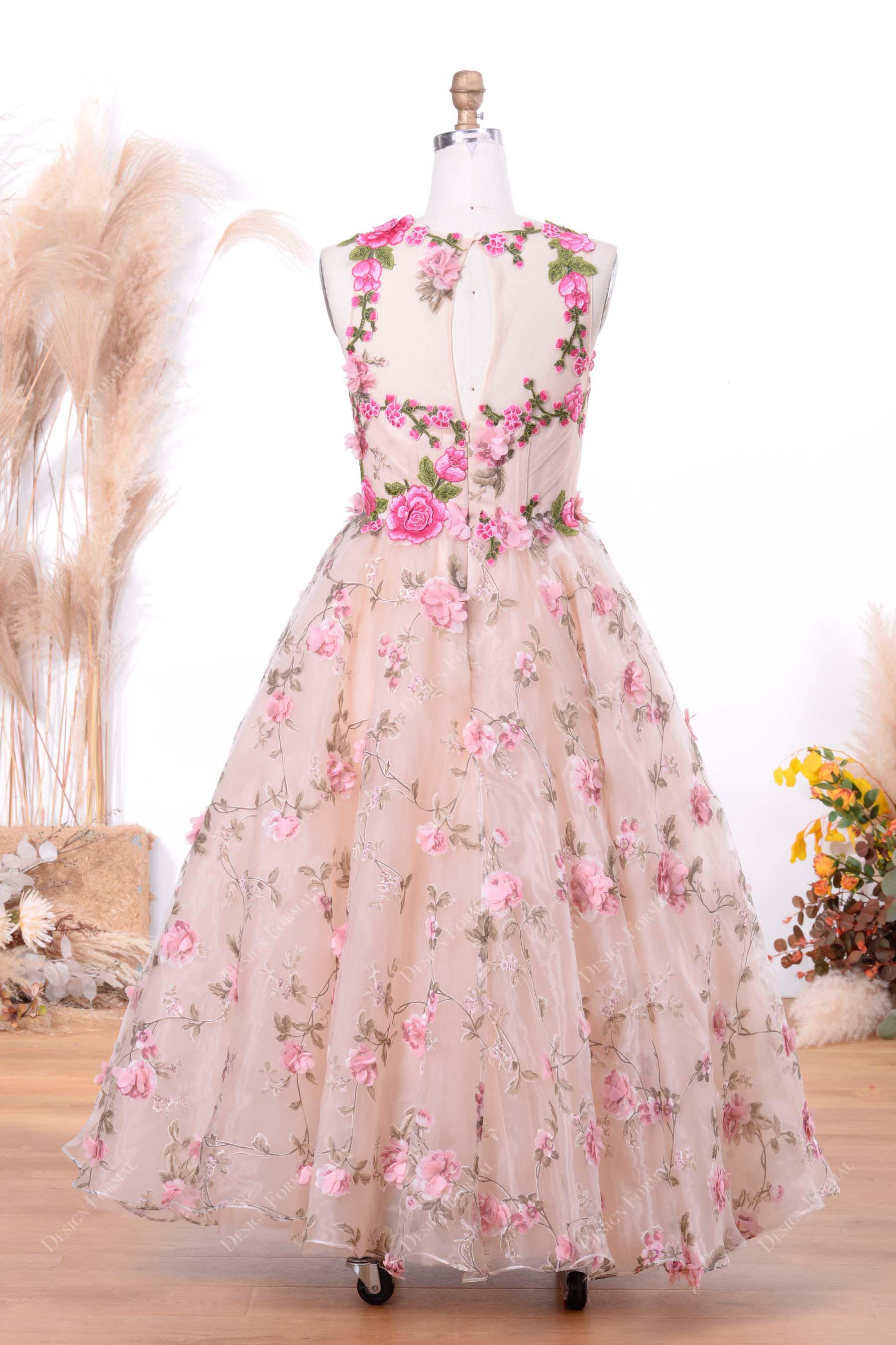 3D floral organza ball gown little girl dress