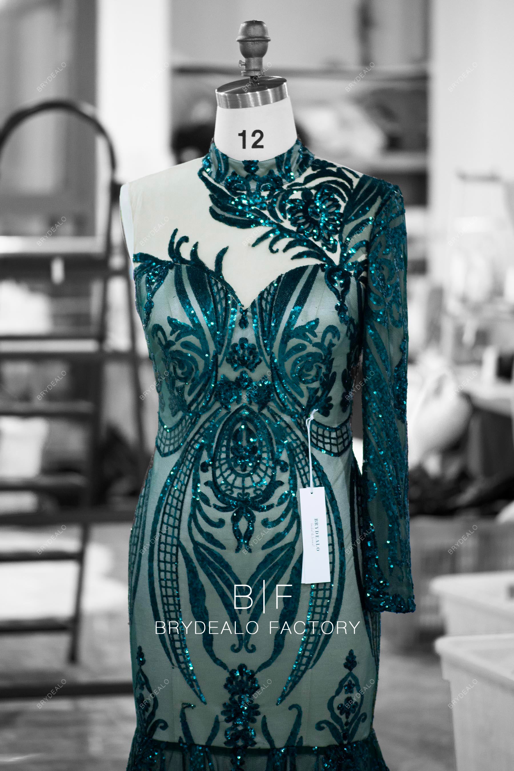 high neck sweetheart one sleeve prom dress