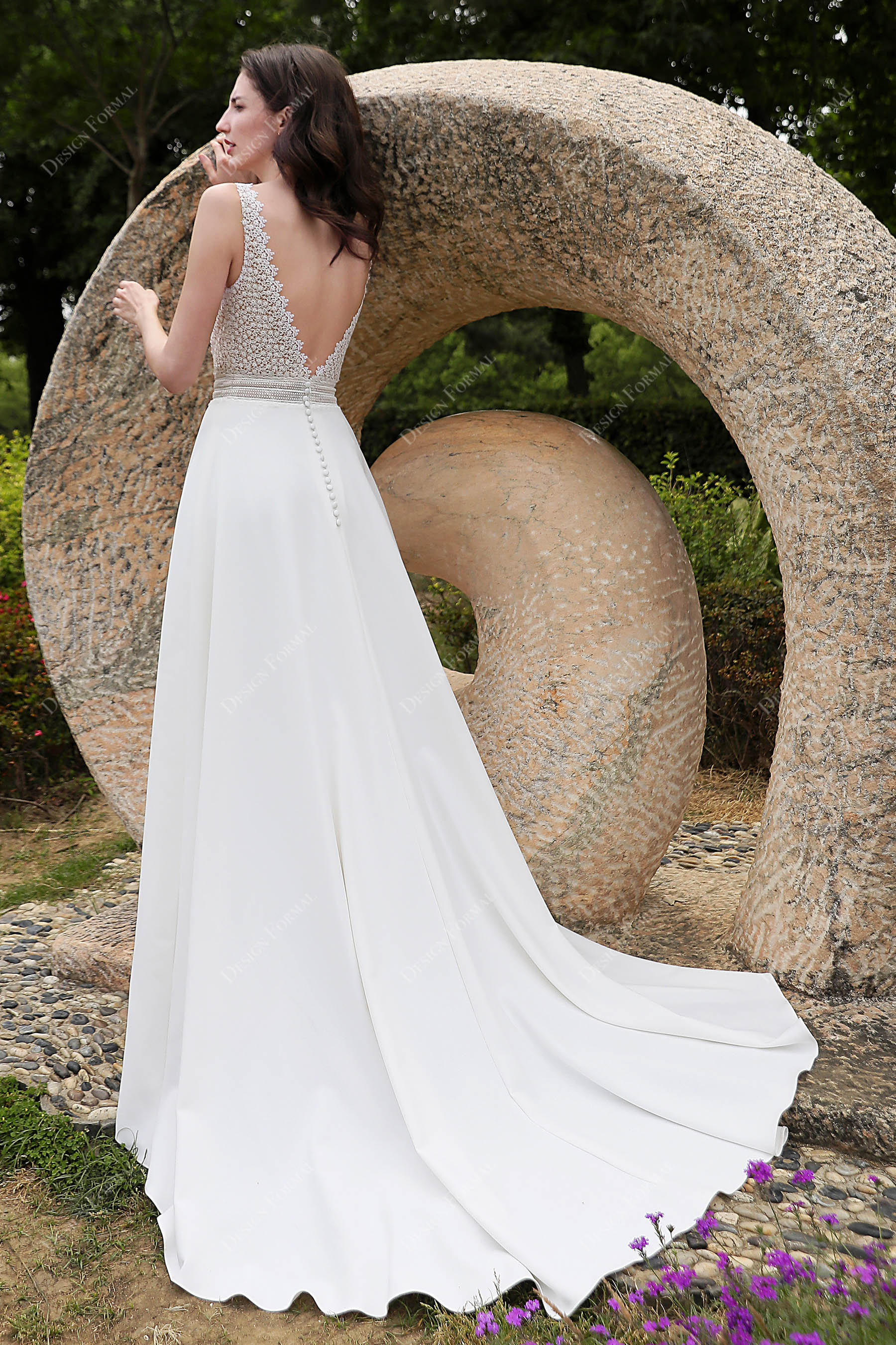 A-line Crepe Lace Wedding Dress