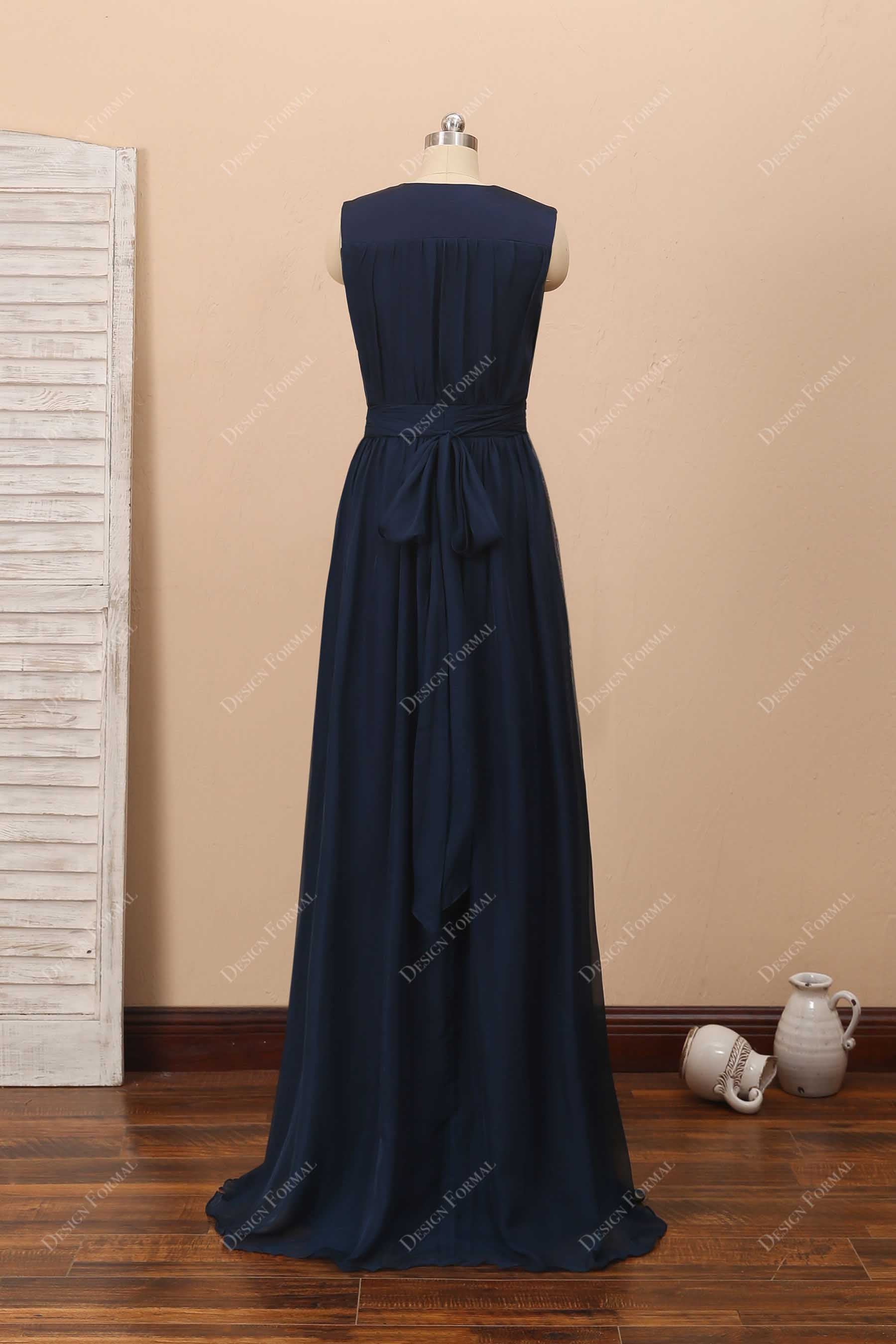 A-line floor-sweep chiffon bridesmaid dress