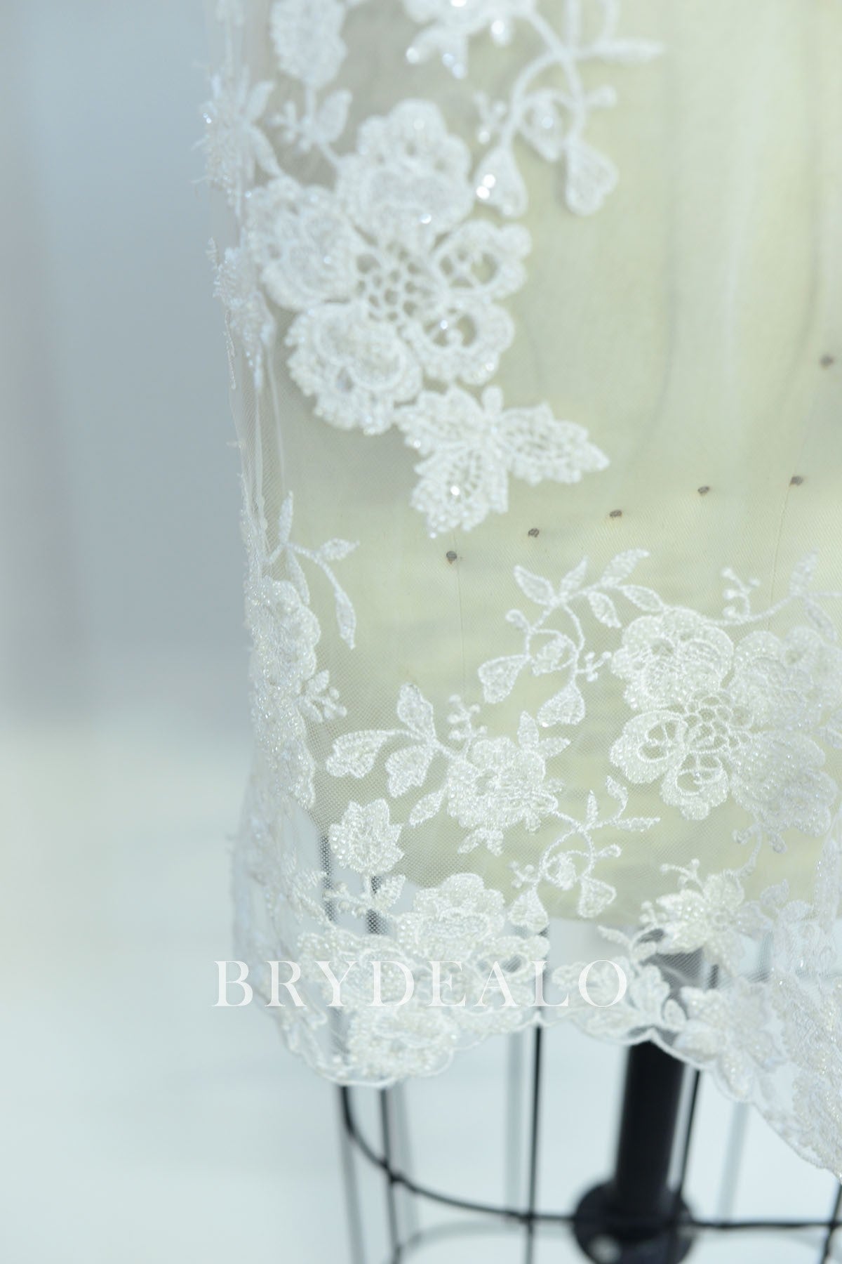 Designer Beaded Floral Double Border Lace Fabric online