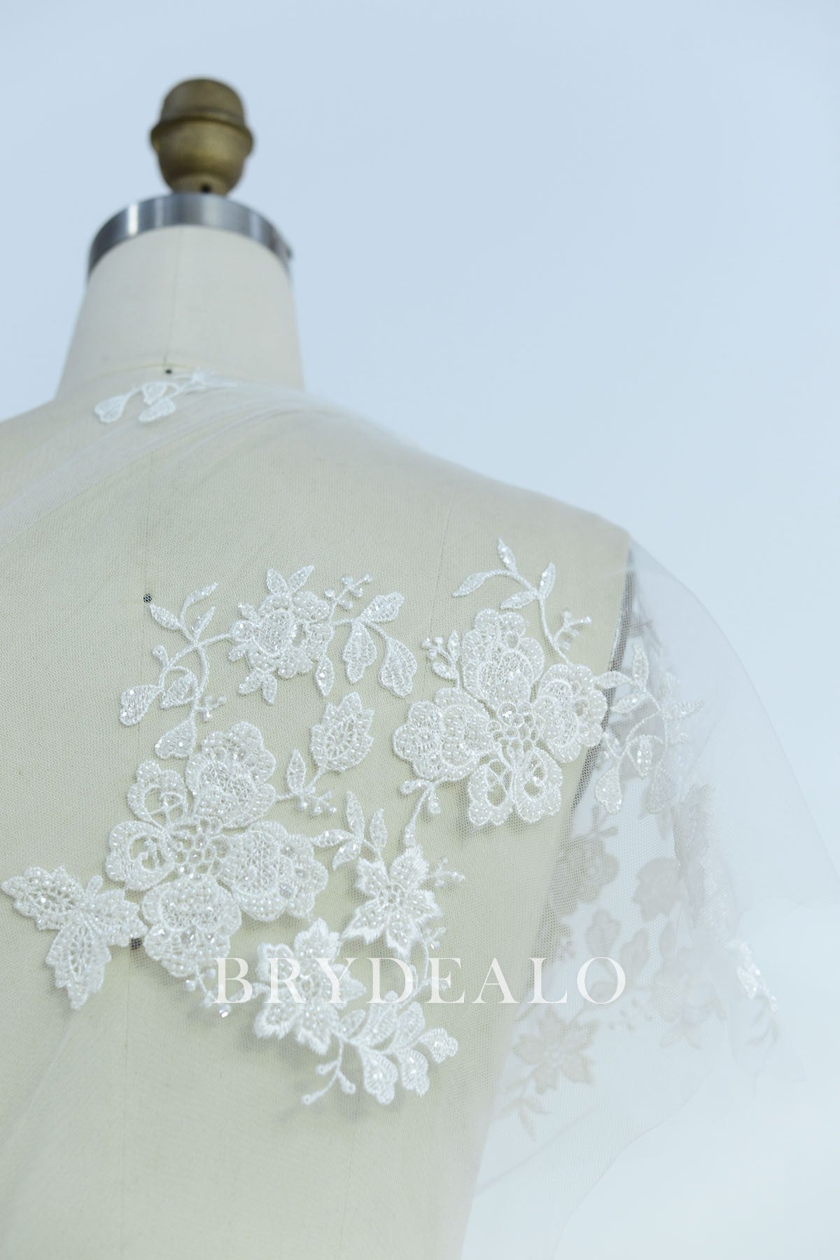 designer Beaded Floral Double Border Lace Fabric