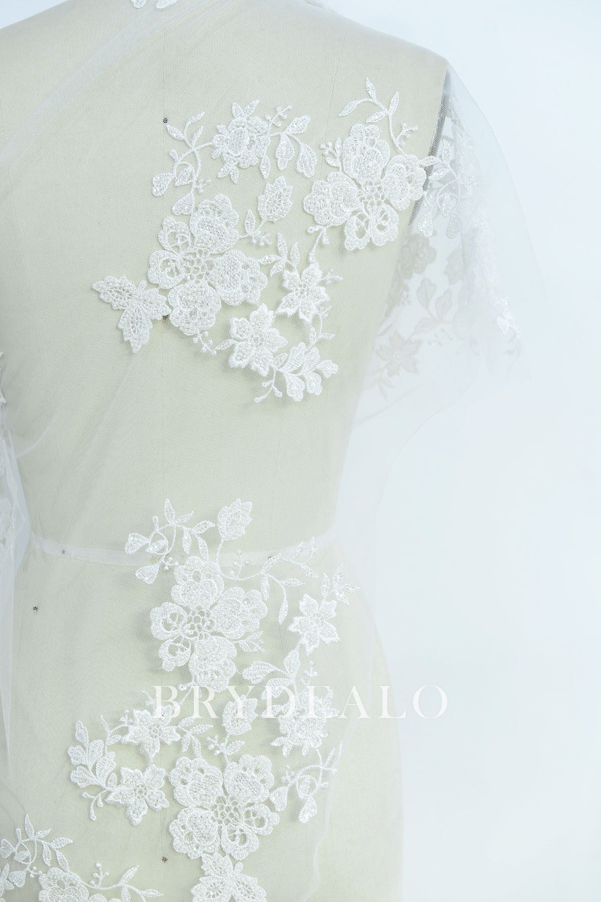 beautiful-Beaded Floral Double Border Lace Fabric