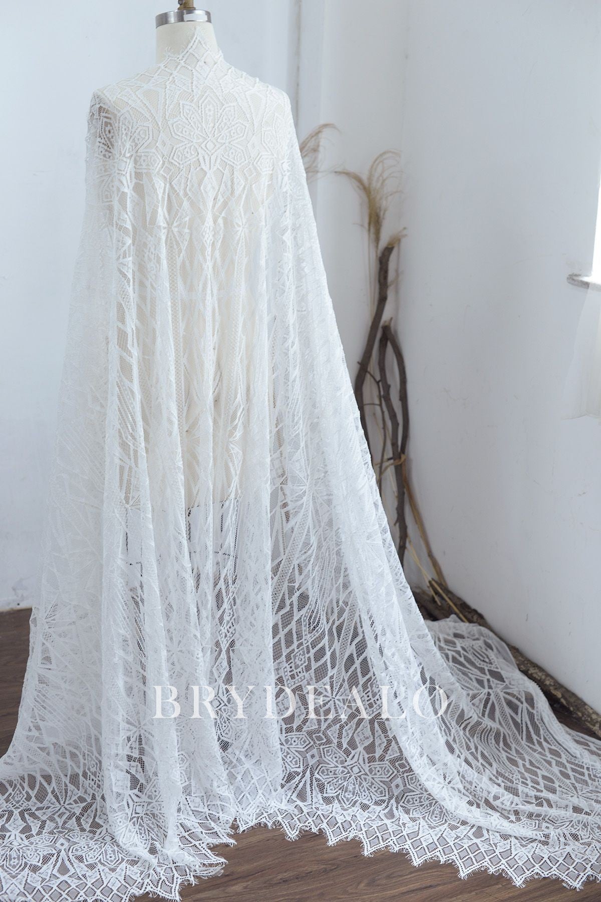 Soft Boho Geometry Pattern Double Border Lace By the Piece Soft Boho Geometry Pattern Double Border Lace By the Piece