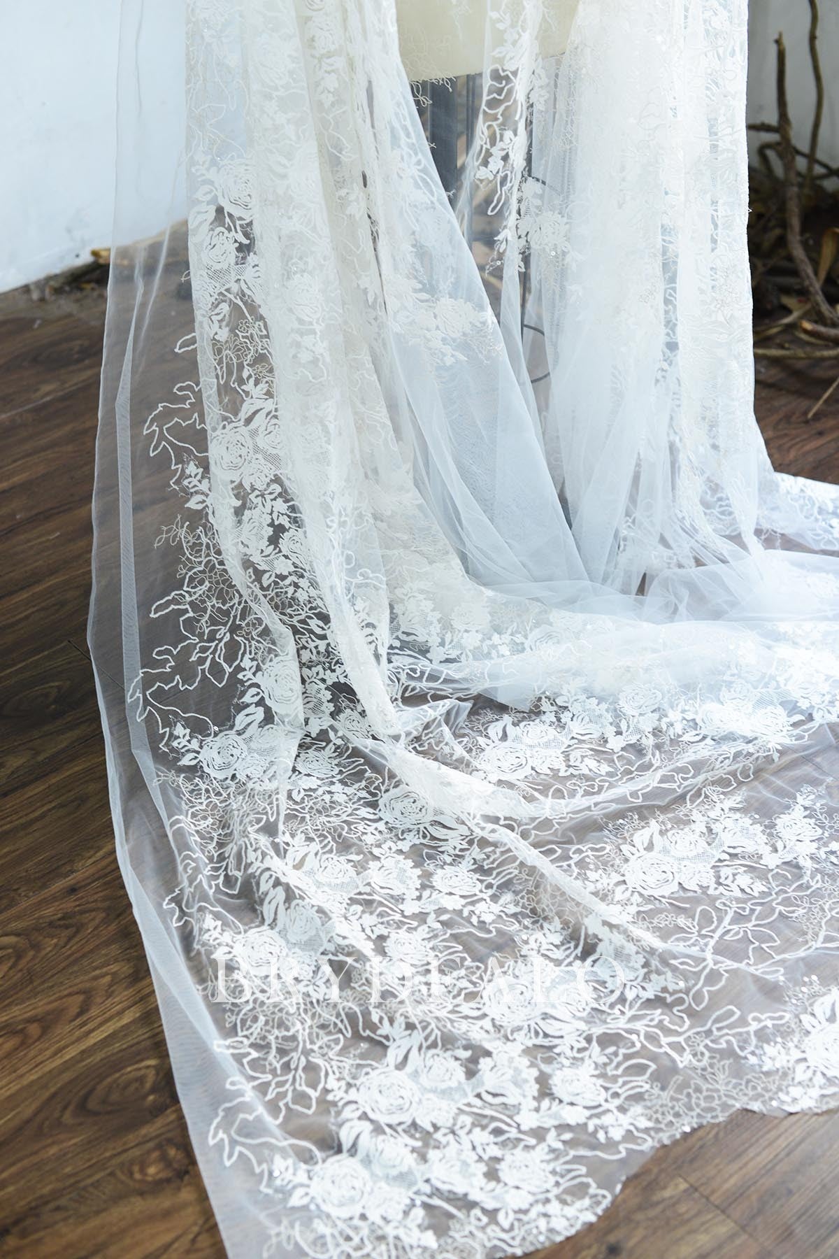 Designer Shimmery Designer Growing Lace Fabric