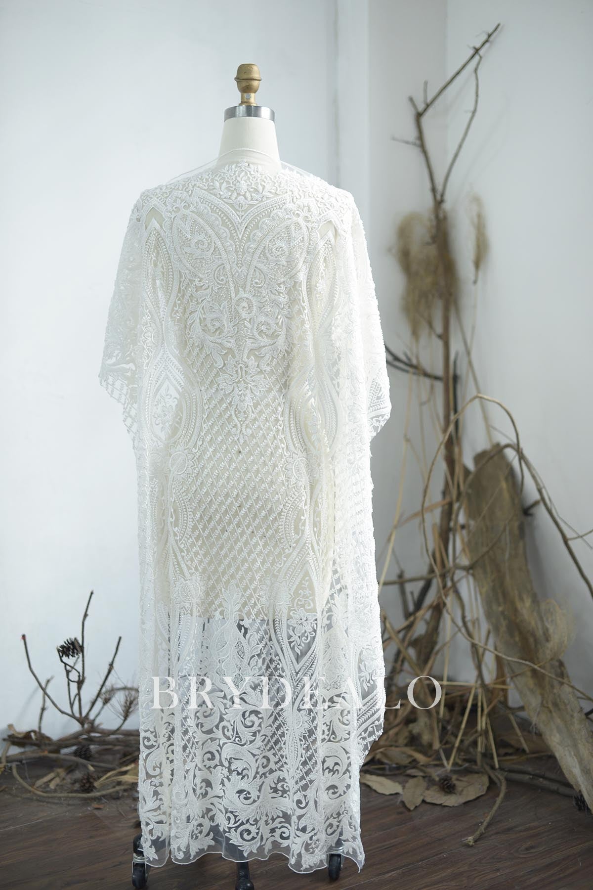 Designer Heavy Beaded Bridal Lace Fabric By the Yard Designer Heavy Beaded Bridal Lace Fabric By the Yard