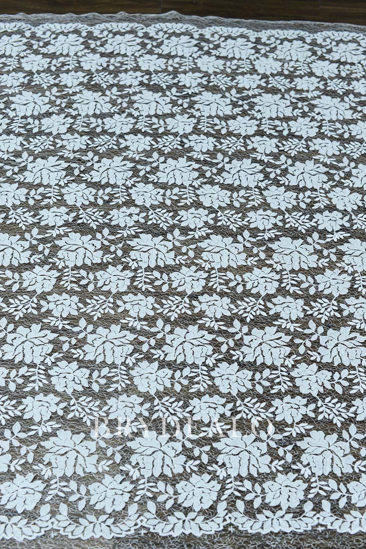 Popular Double Border Repeated Flower Lace Fabric online