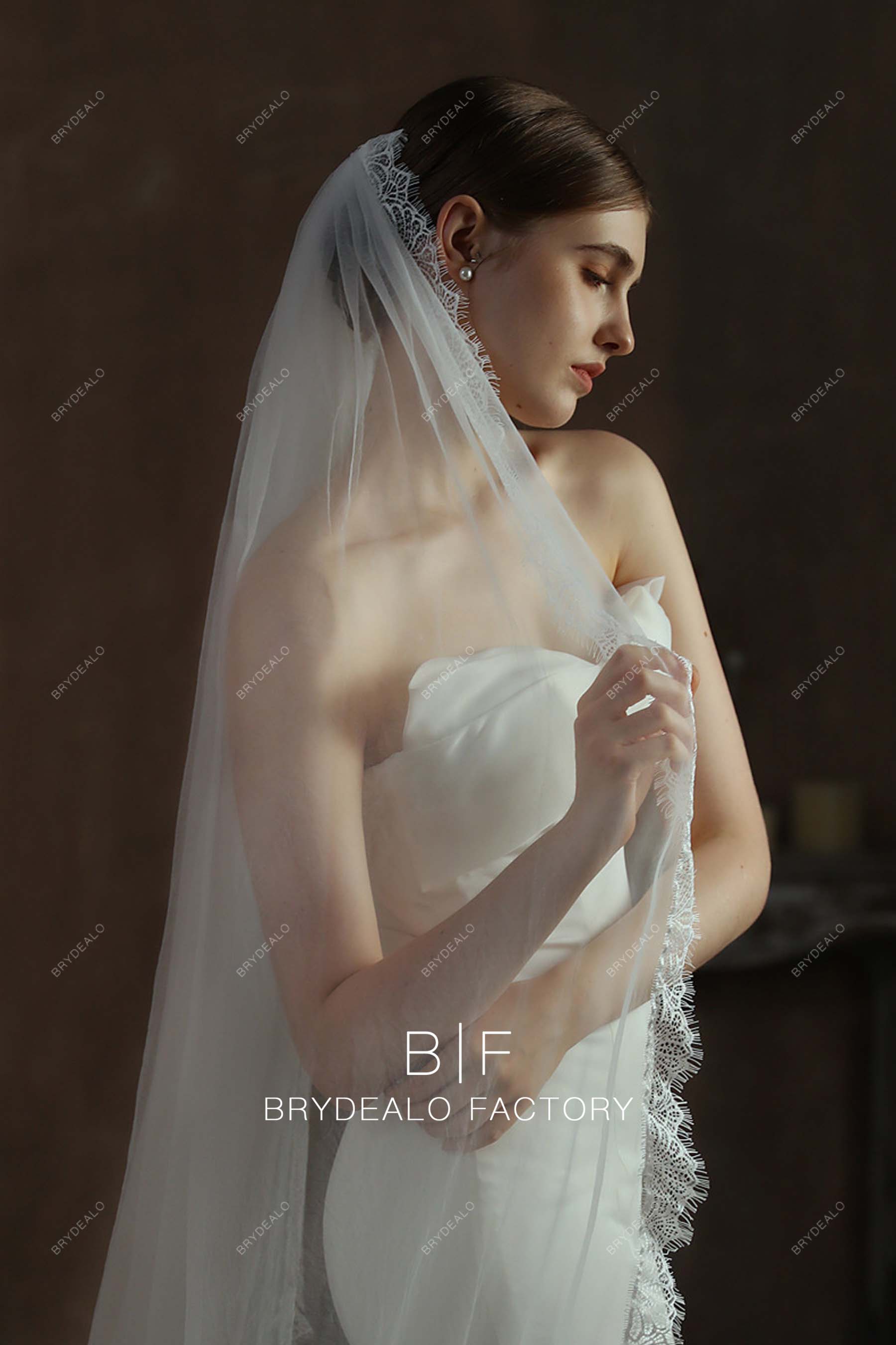 Elegant Lace Edge Single Tier Wedding Veil online