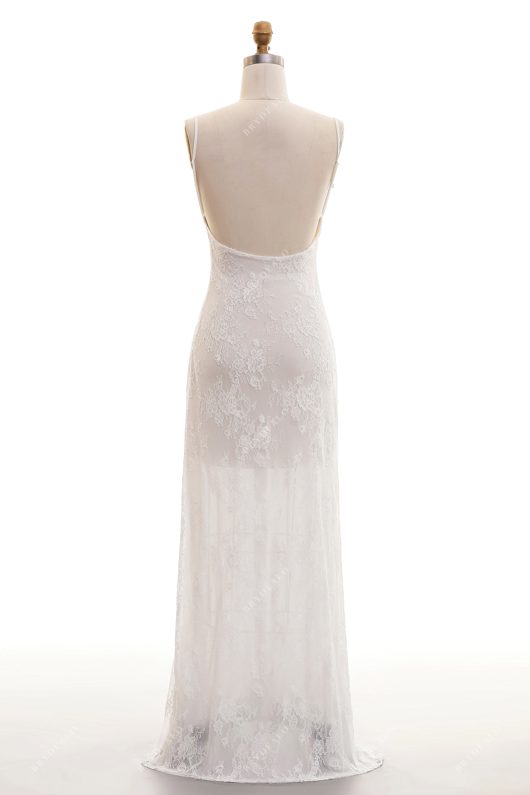 floor length sheer open back summer bridal dress