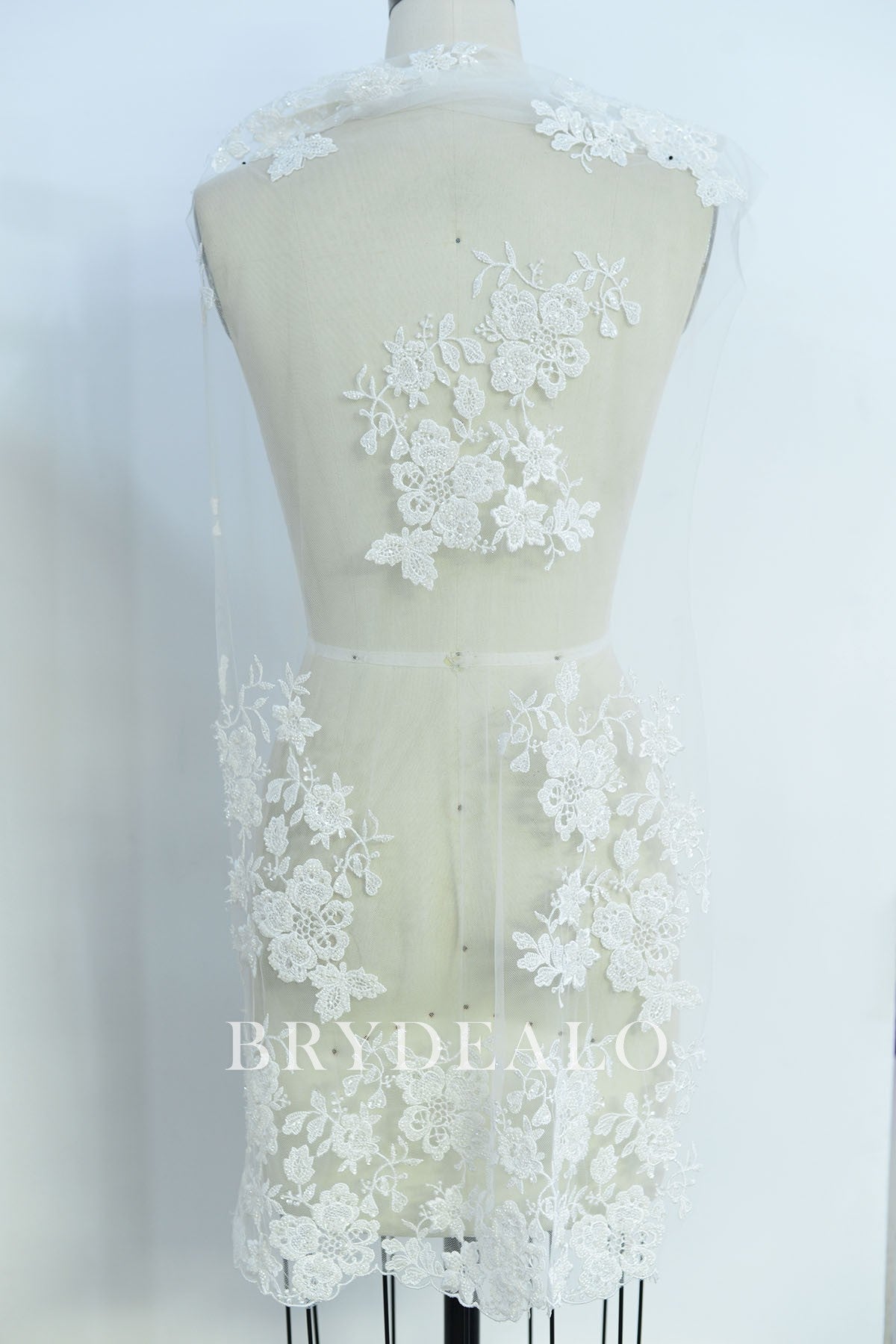 Beaded Floral Double Border Lace for wedding dresses