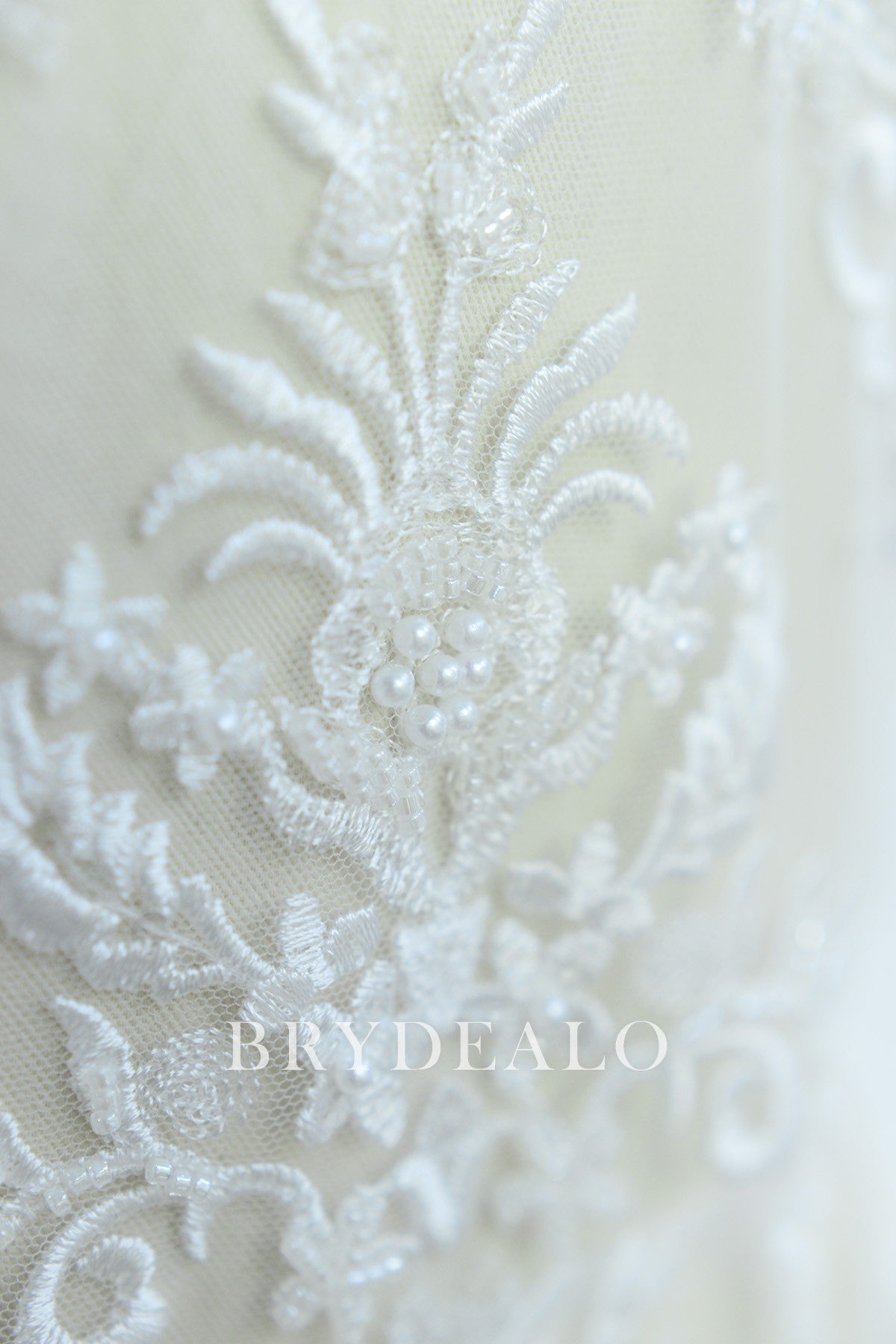 Stylish Shimmery Symmetrical Beaded Flower Lace Fabric