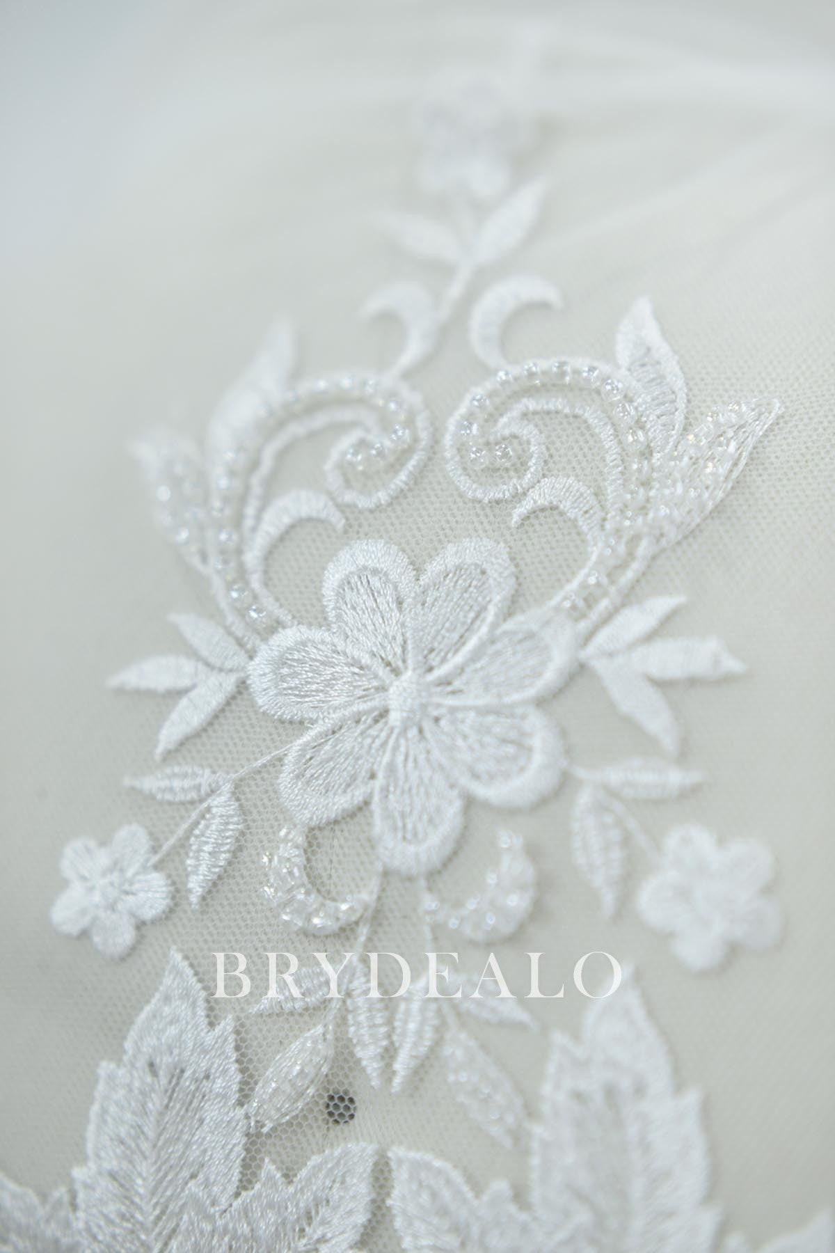 Beaded Floral Embroidered Lace Fabric