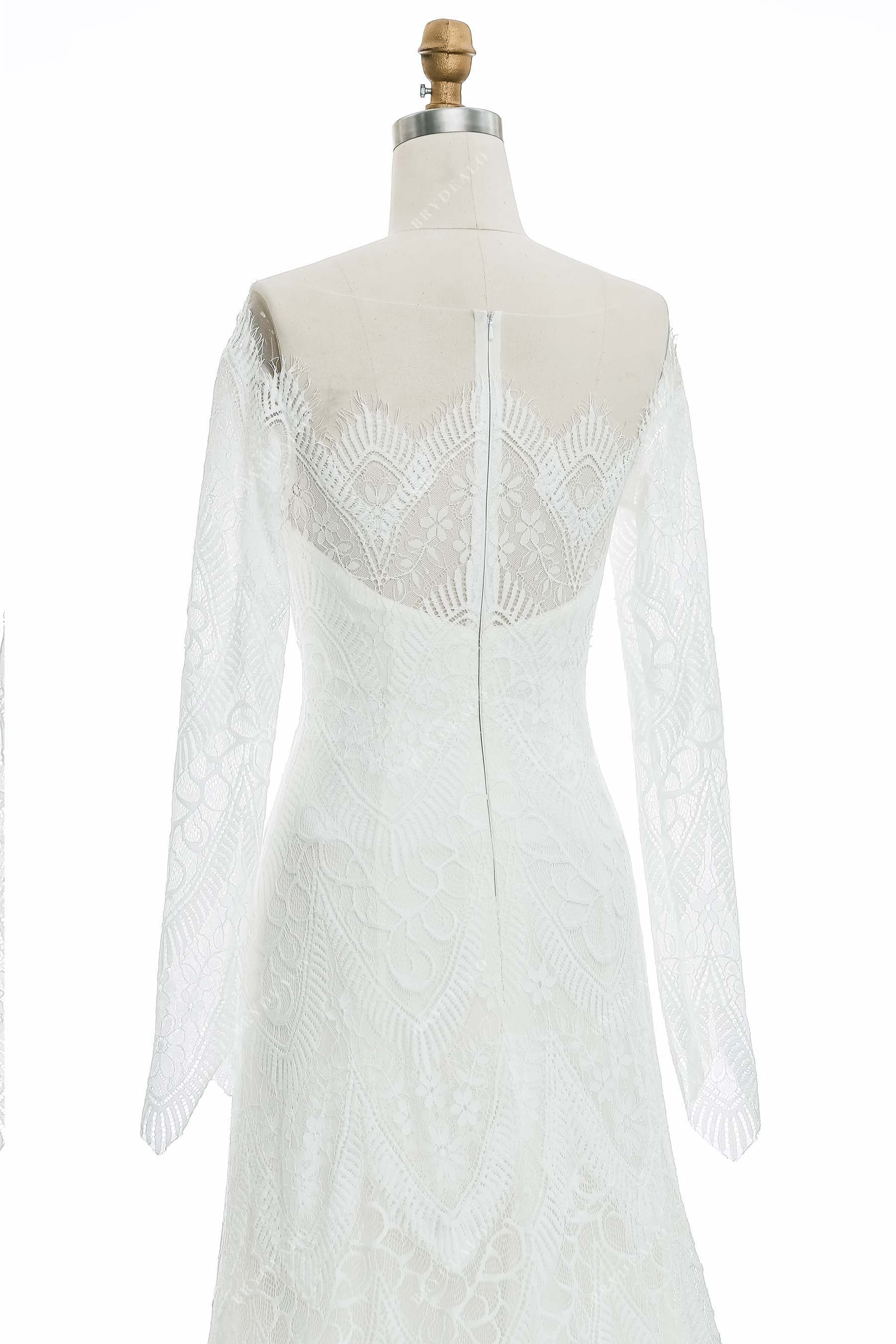 Illusion Back Scallop Lace Destination Bridal Gown