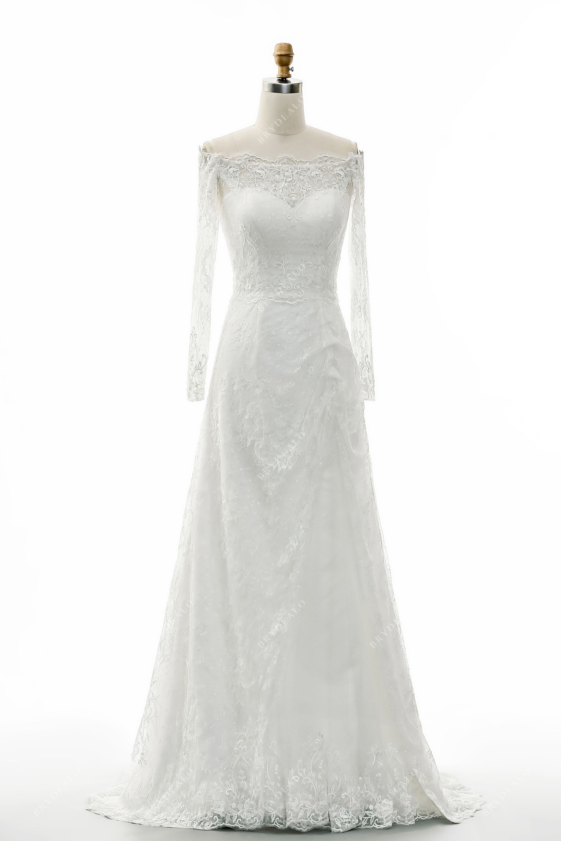 illusion sweetheart neck spring lace mermaid bridal dress