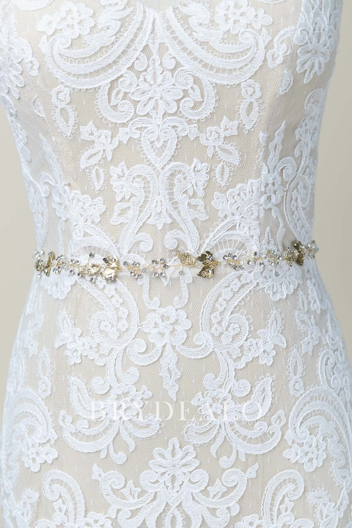 Exquisite Gold Silver Crystal Bridal Sash Ivory Satin Online Exquisite Gold Silver Crystal Bridal Sash Ivory Satin Online