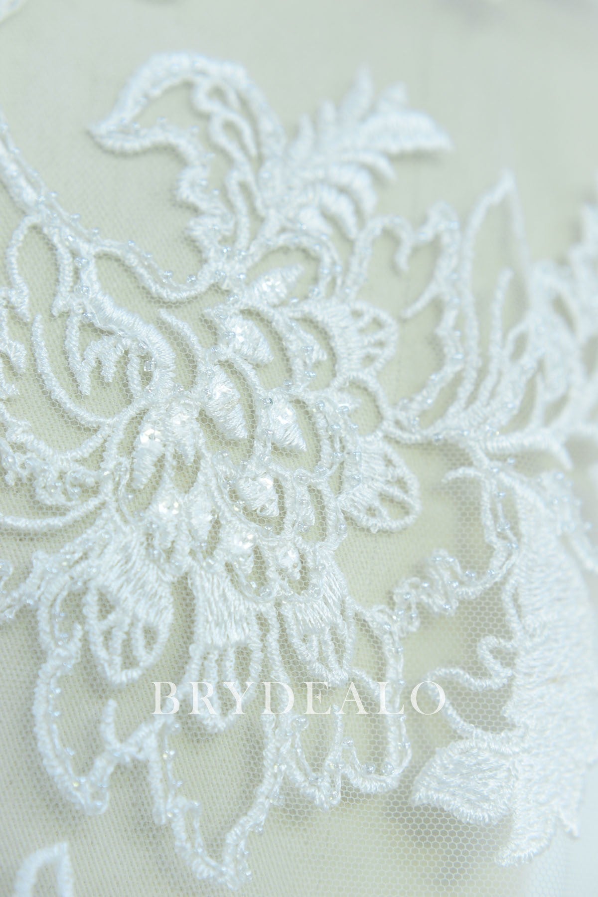 Designer Large Embroidered Flower Lace Fabric with Beading
