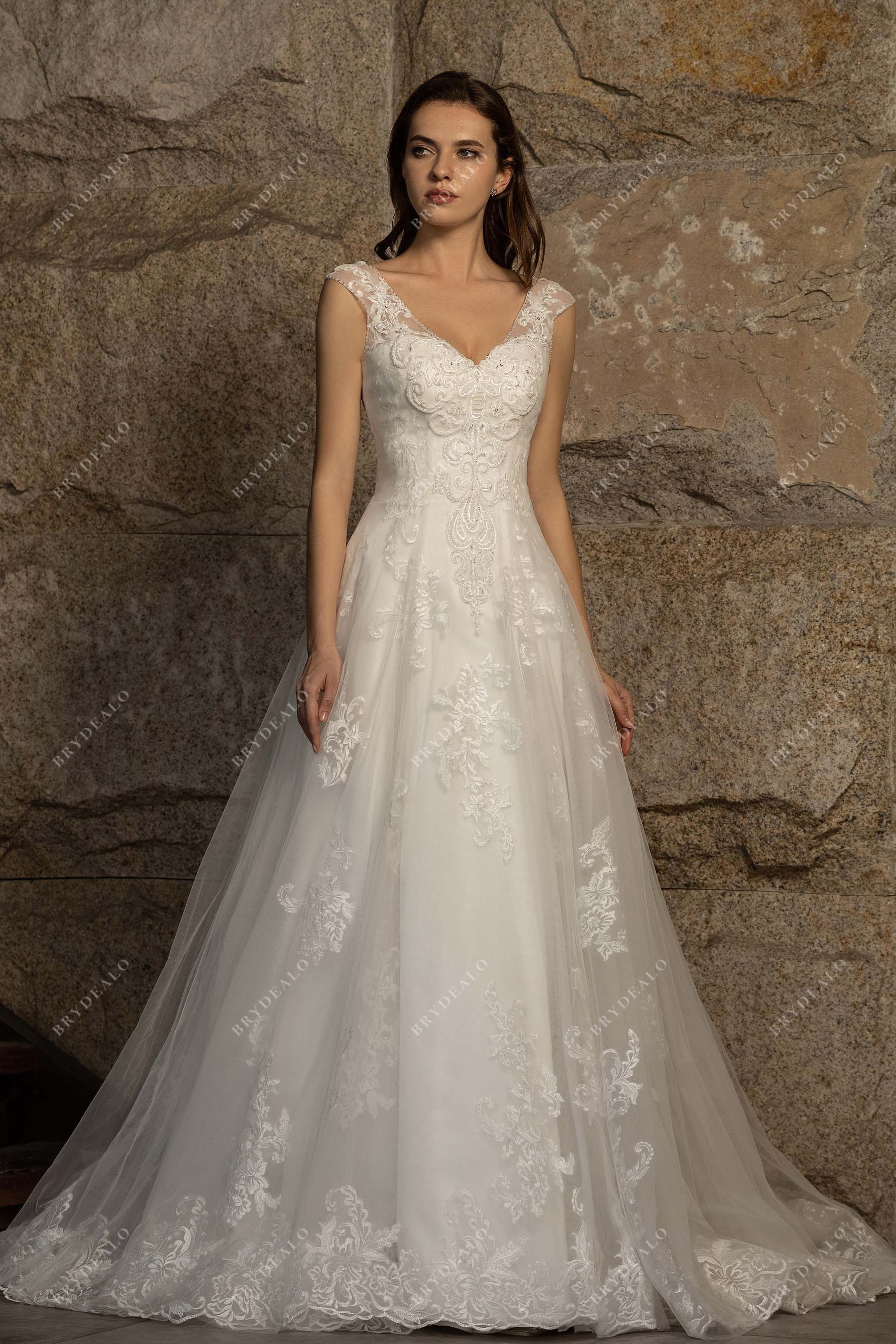 cap sleeve ball gown wedding dress