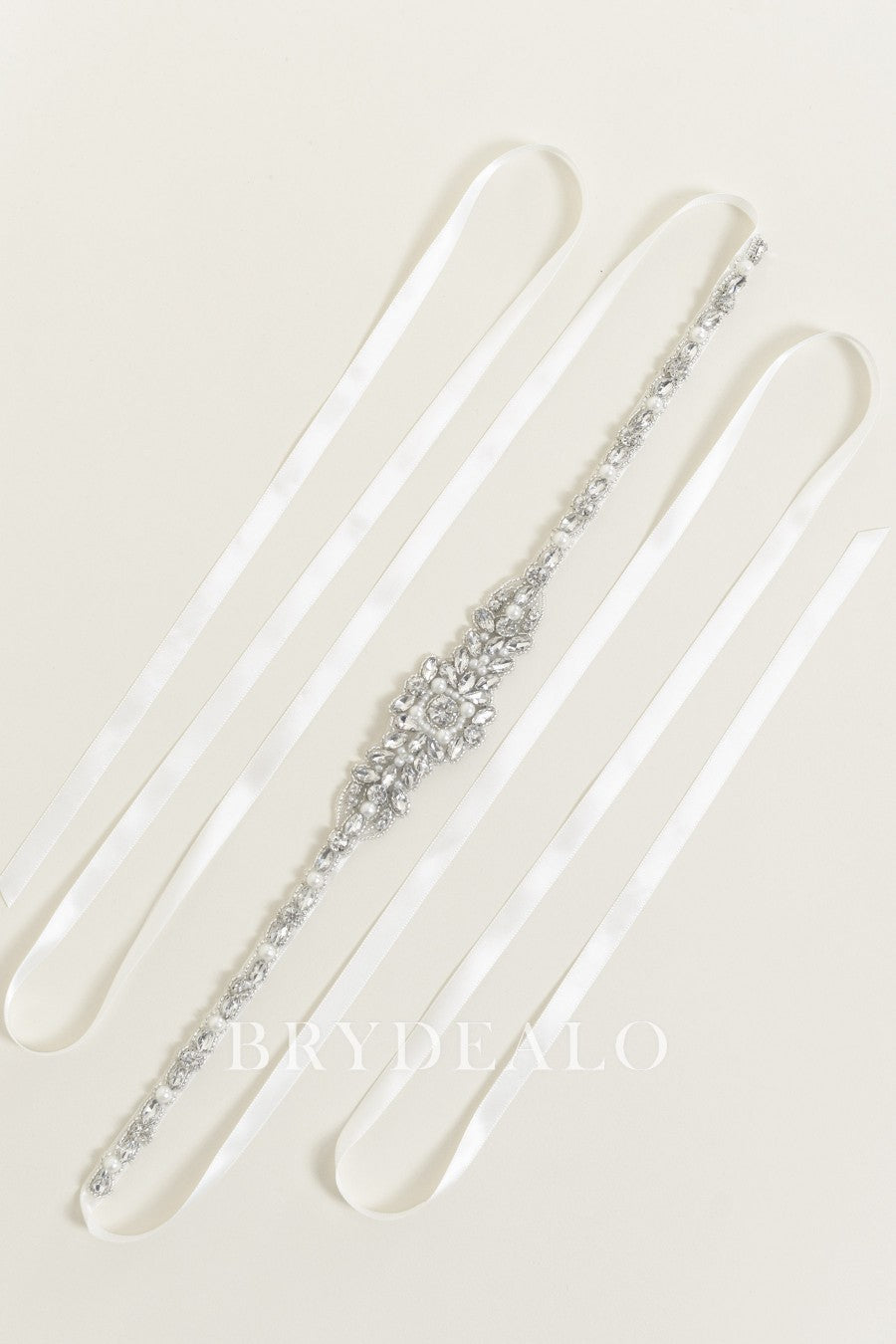 Popular Rhinestones Pearls Narrow Bridal Sash Belt