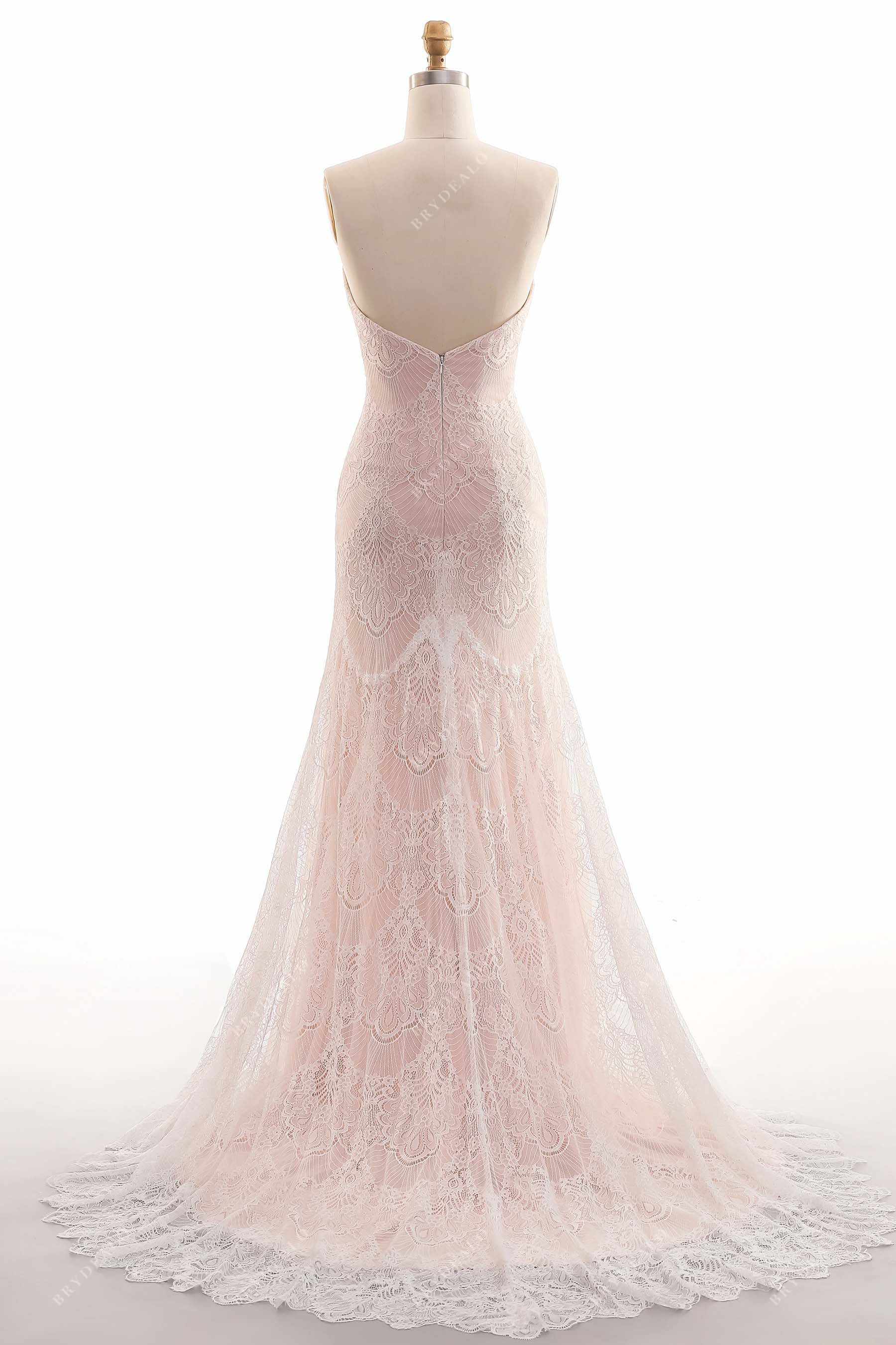 Open Back Strapless Mermaid Lace Spring Wedding Dress