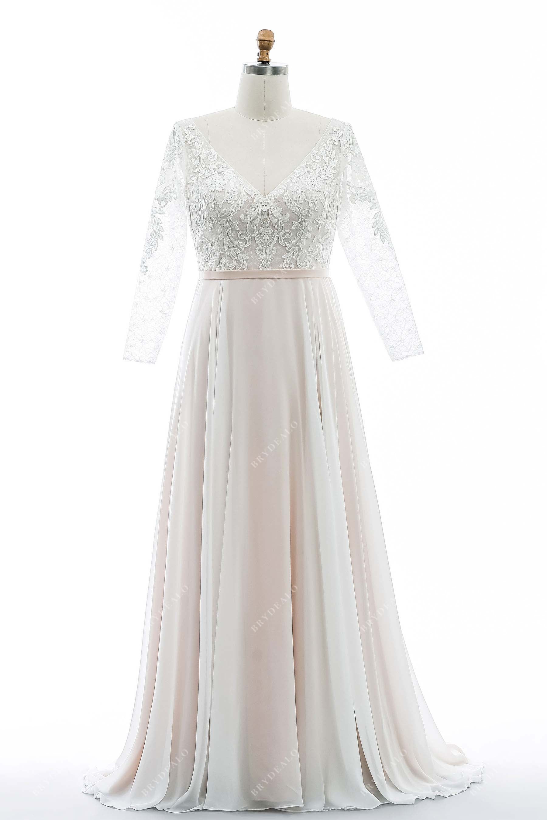 blue dress for baby girl Boho Chiffon Wedding Dress Cold Sleeves main image 0