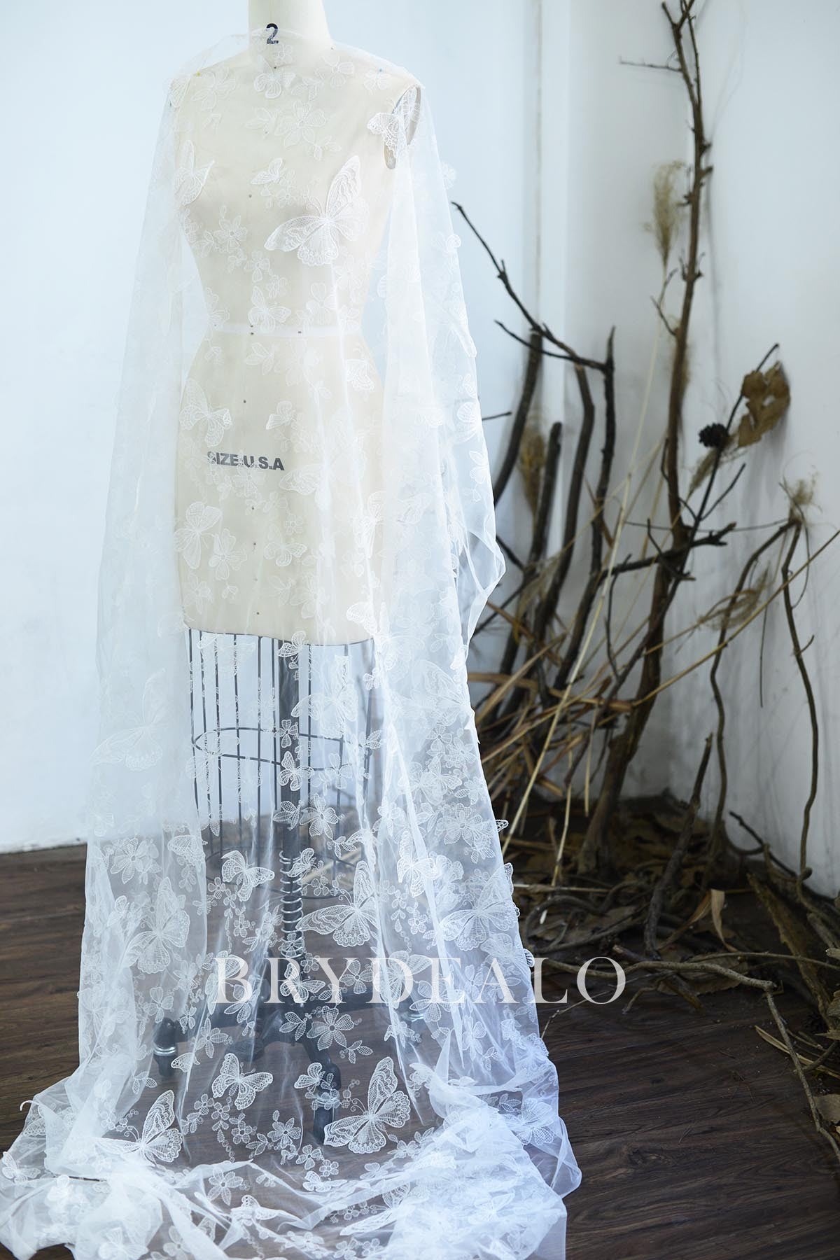 Boho 3D Butterfly Embroidery Lace Fabric for Designer Dressses