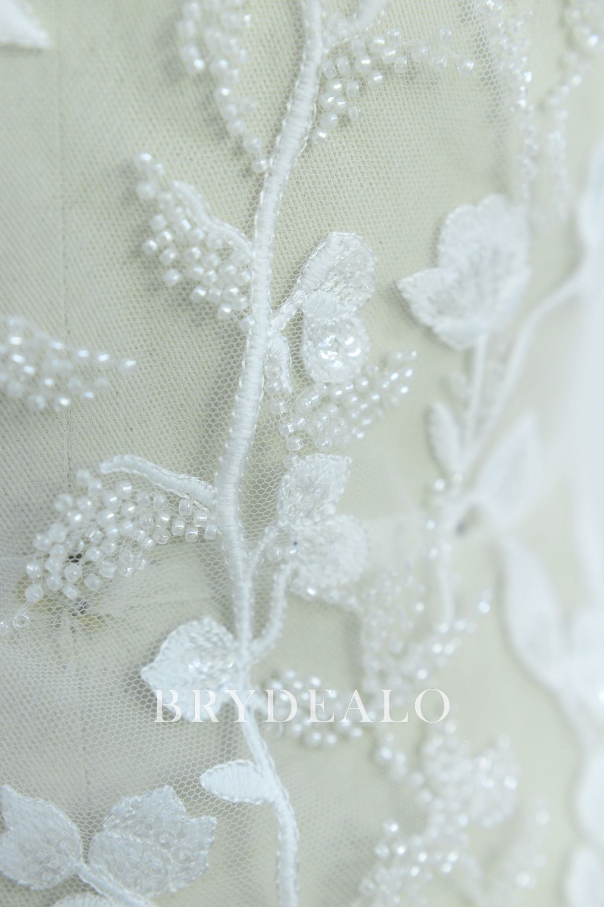 Beaded Flower Embroidery Lace Fabric Online