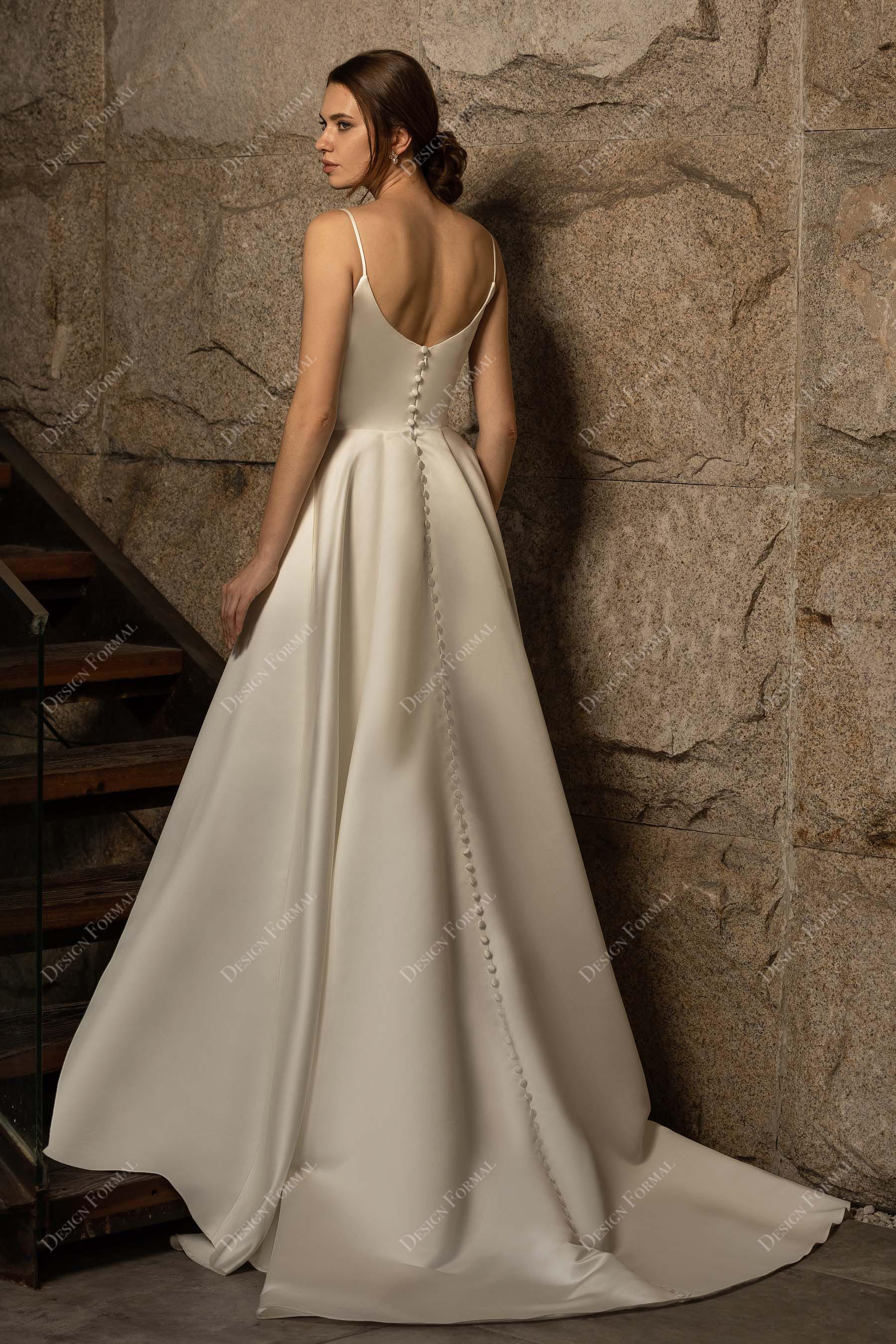 scoop back satin A-line wedding dress