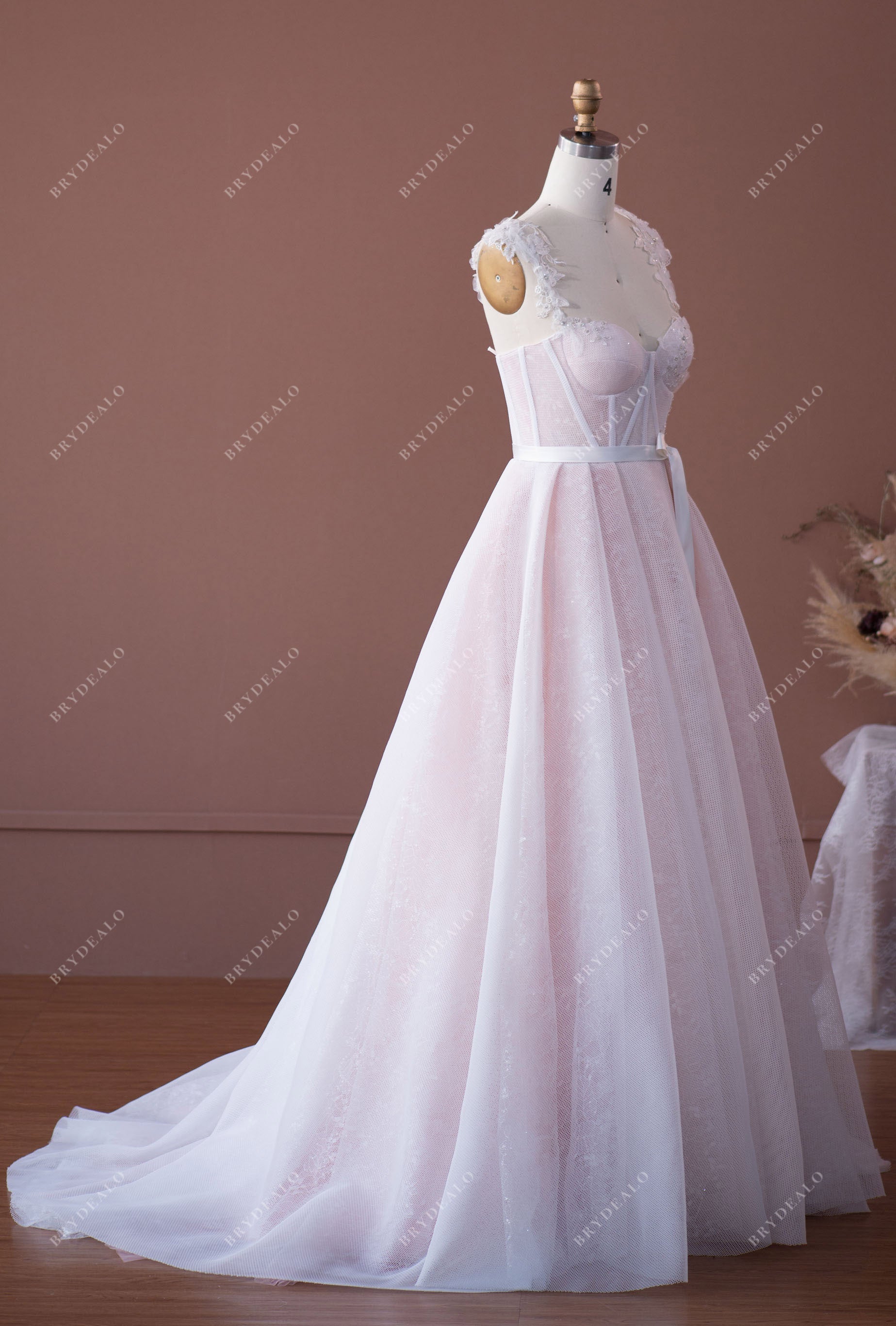 Fashion Sweetheart Neck Pinkish Corset Wedding Dress