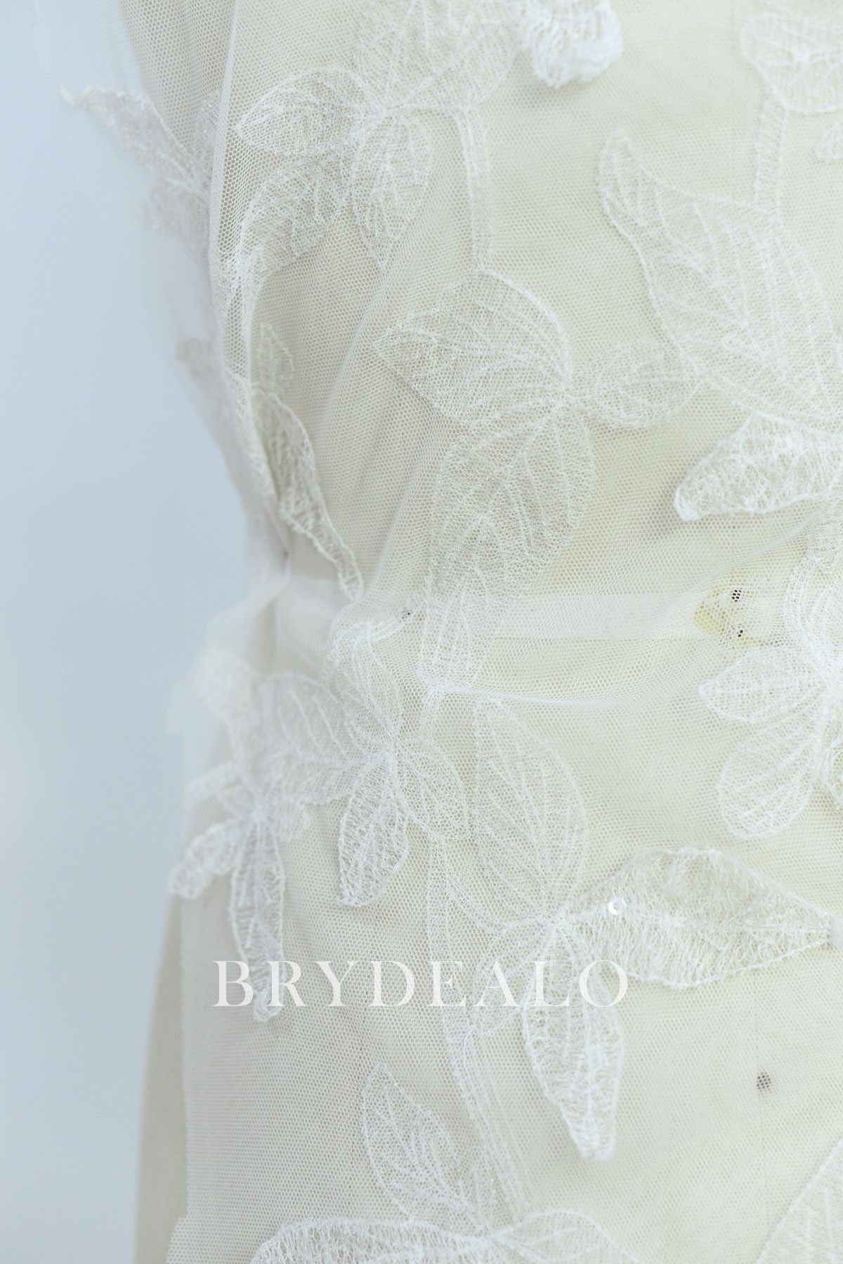 Designer Shimmery Embossed Leaf Embroidered Lace Fabric