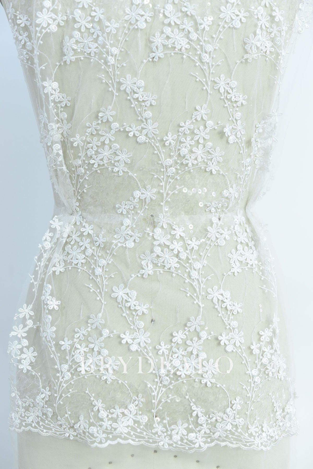 Romantic Shimmery Embroidery Tiny Flower Lace Fabric