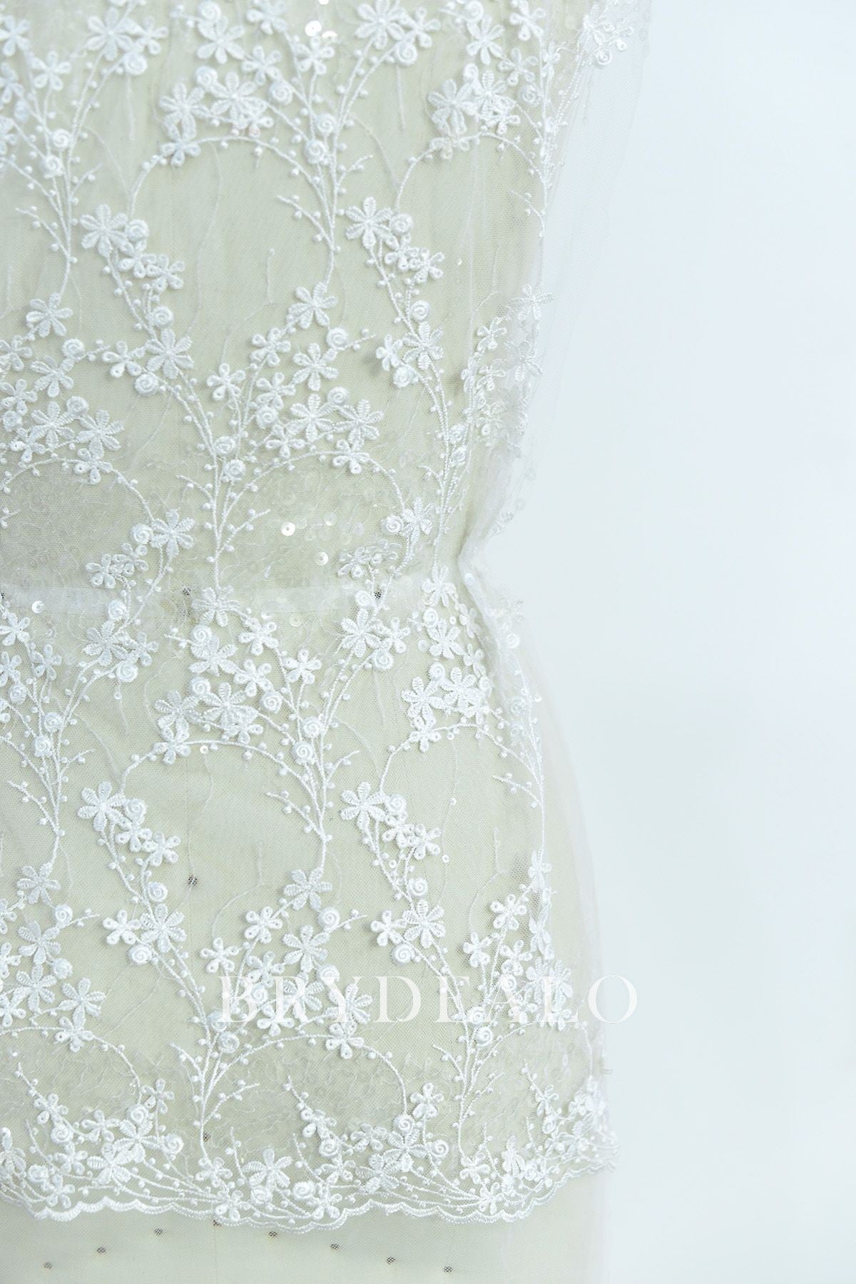 Beautiful Shimmery Tiny Flower Lace Fabric Online