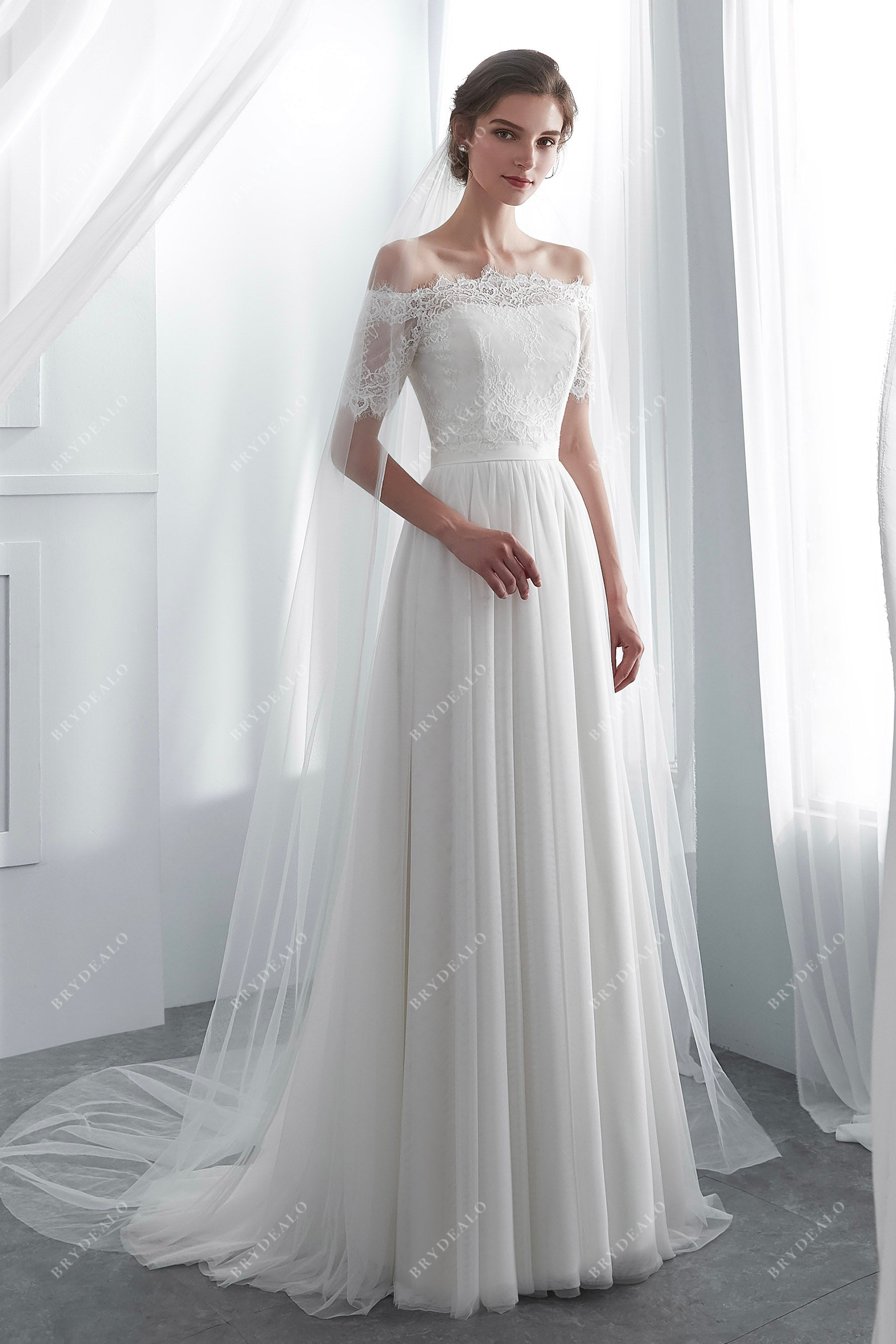 Boho Lace Bolero Summer A-line Strapless Net Bridal Gown Boho Lace Bolero Summer A-line Strapless Net Bridal Gown