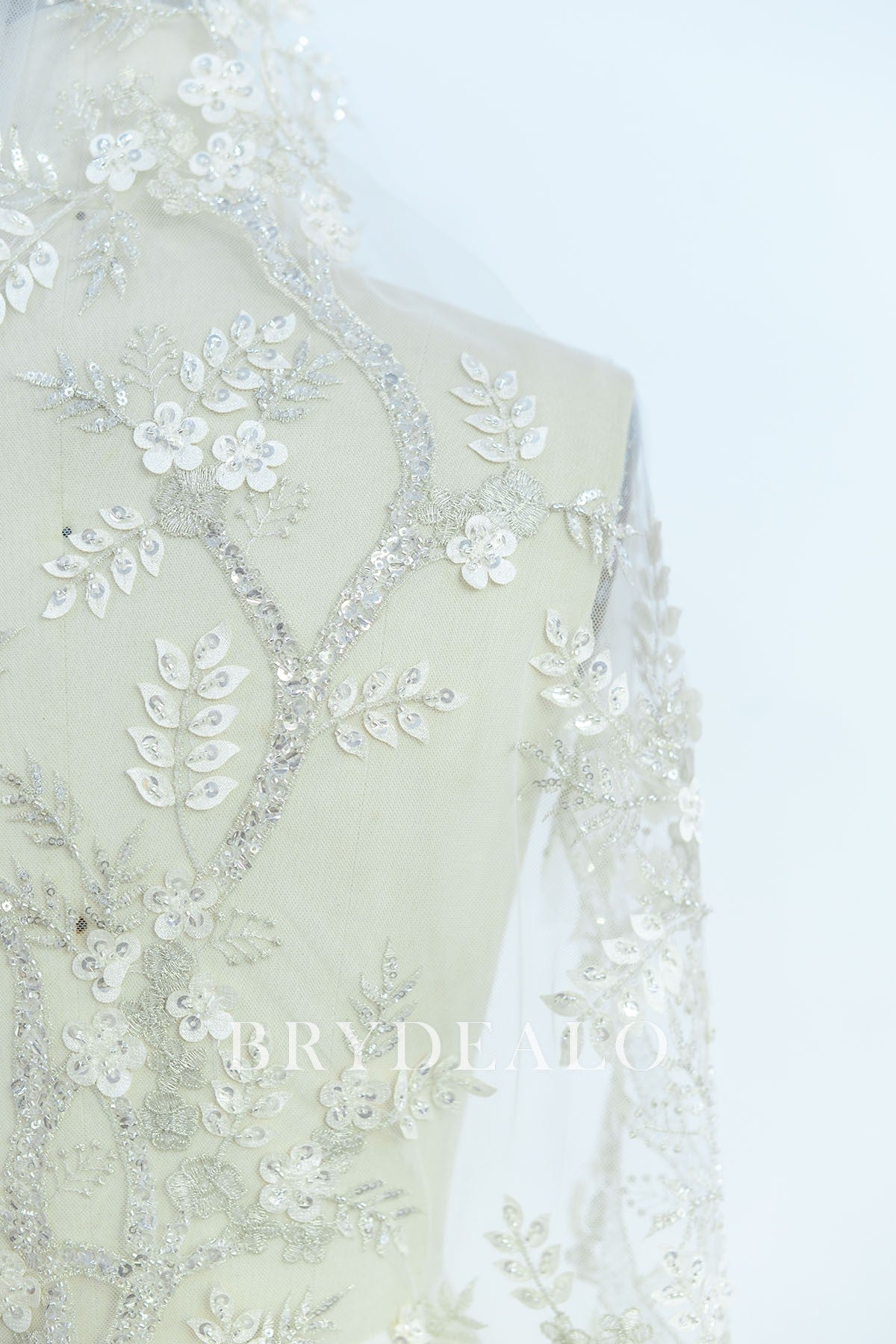 Laser Branch Embroidered Lace Fabric