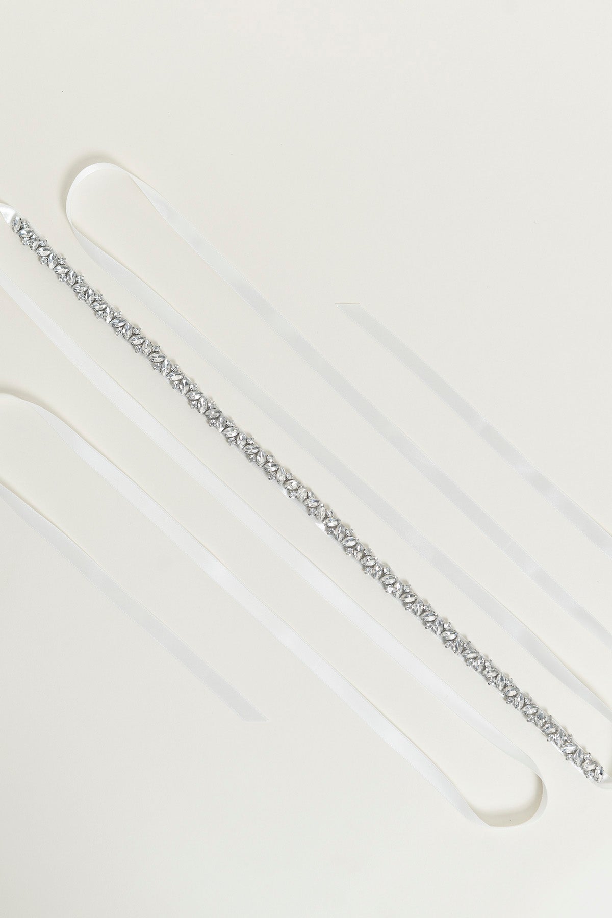 Sparkly Linear Rhinestones Satin Bridal Sash For Sale