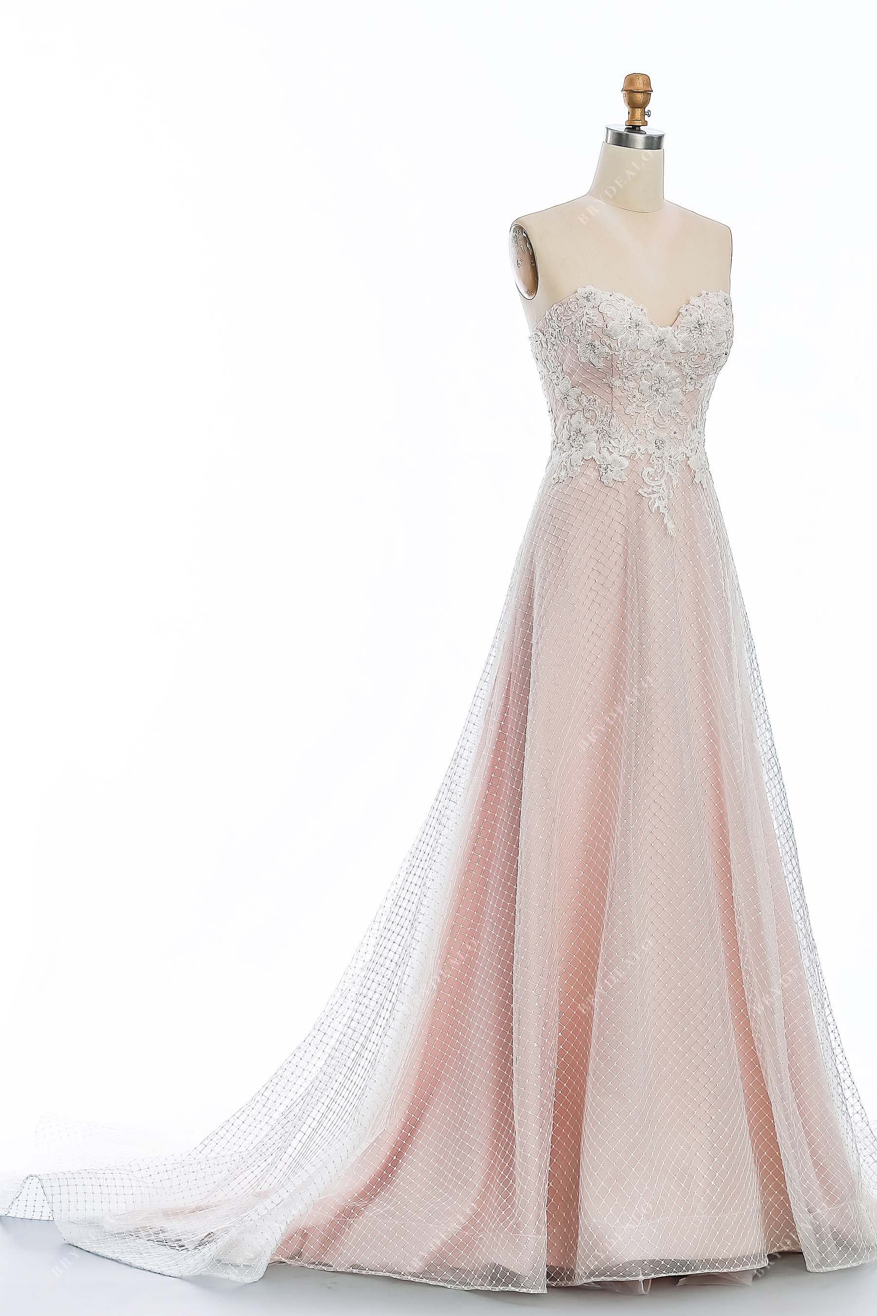 strapless rhombus A-line destination bridal dress