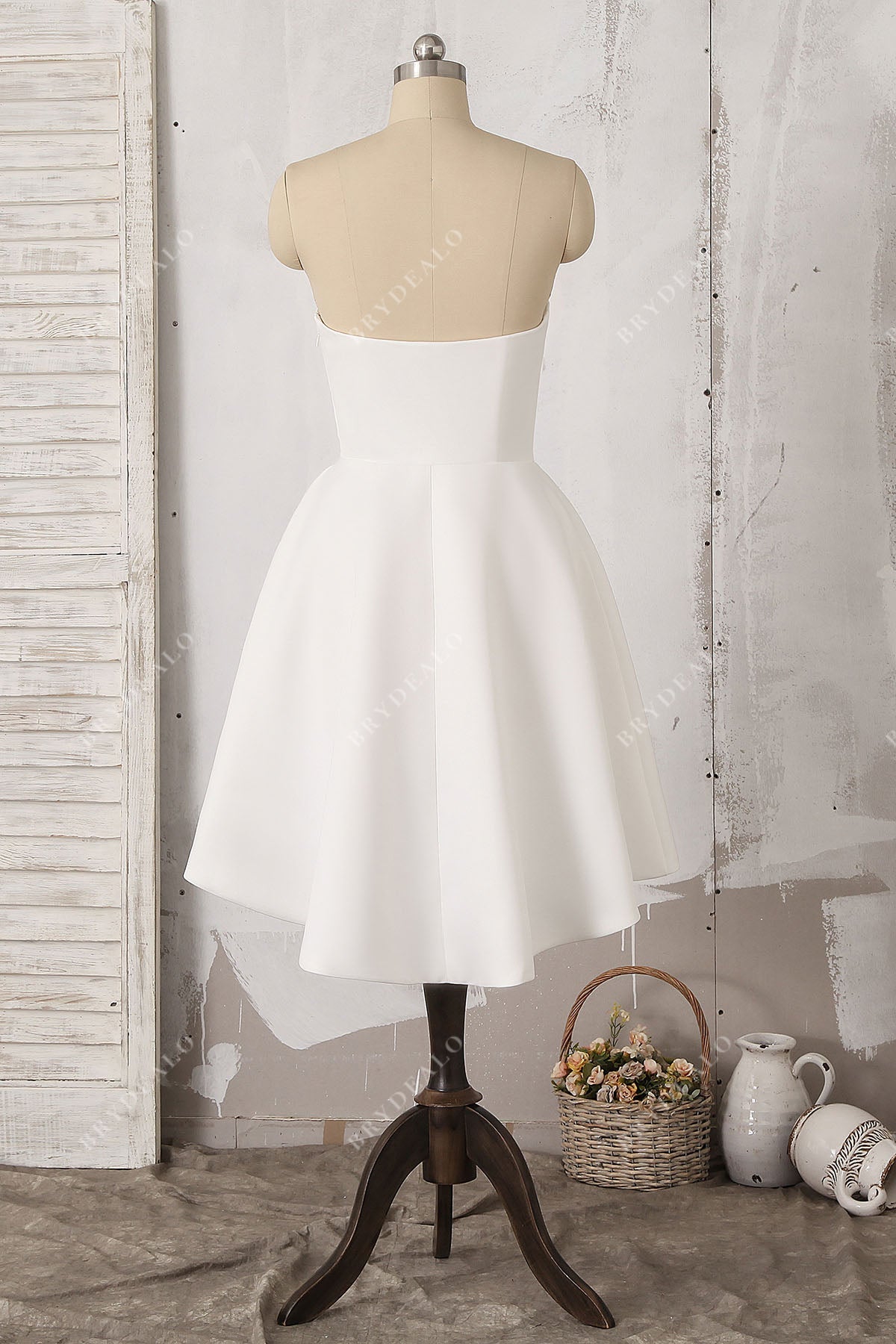 strapless satin short bridal shower dress for sale