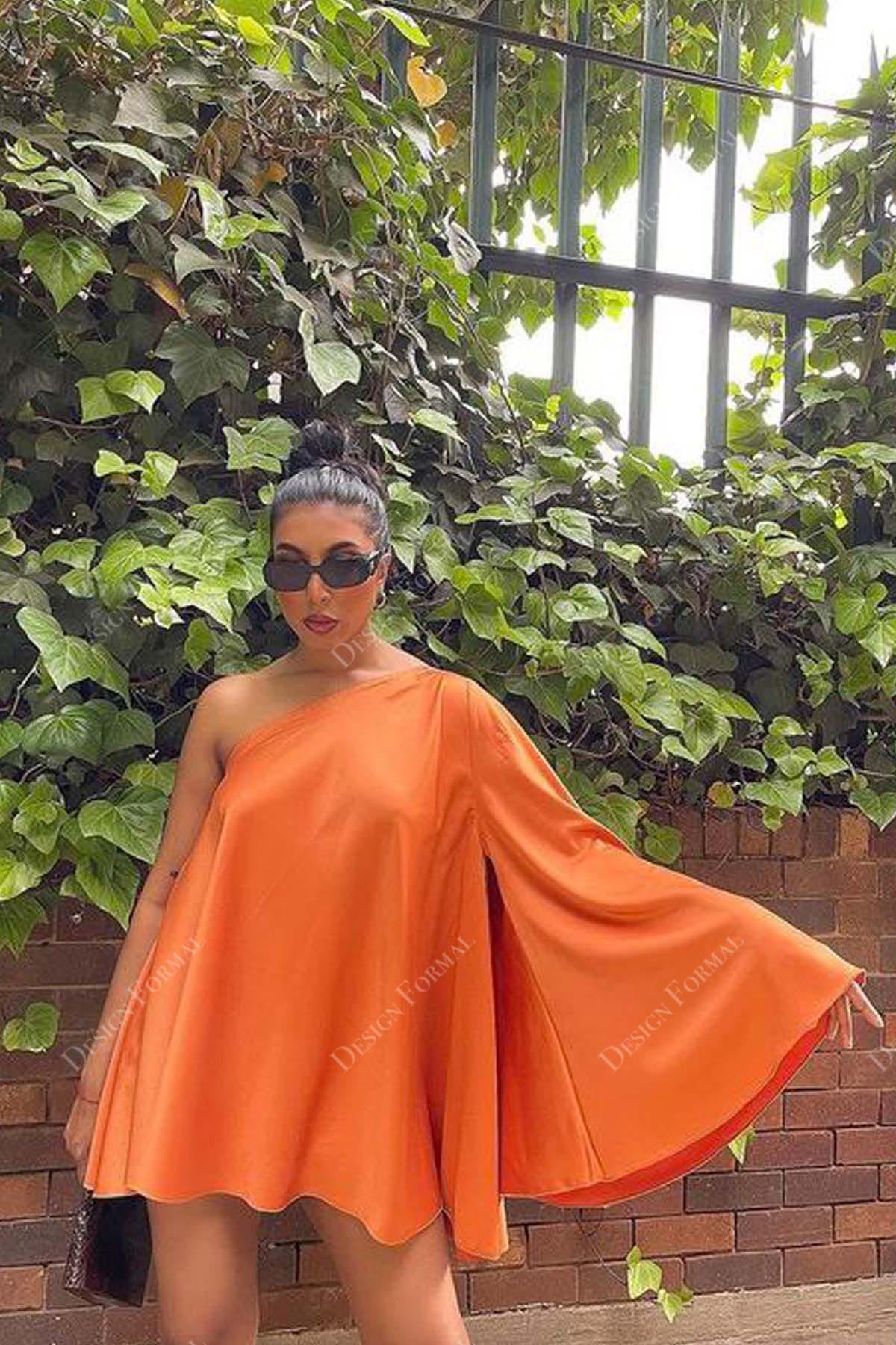 Tangerine One Flutter Sleeve Mini Length Plus Size Formal Dress Tangerine One Flutter Sleeve Mini Length Plus Size Formal Dress